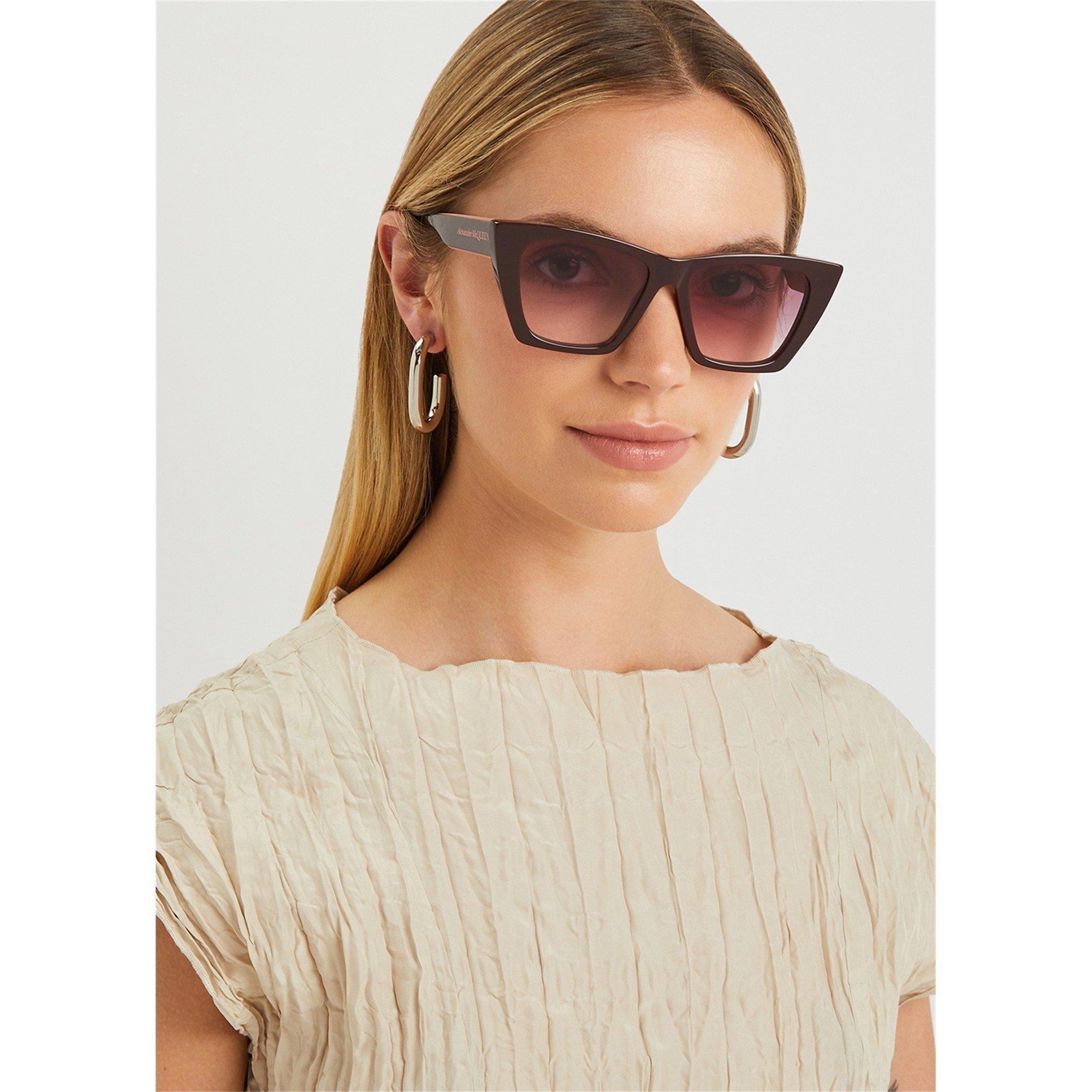 DARK RED - Alexander McQueen - Women's Acetate Cat-Eye Sunglasses - 3