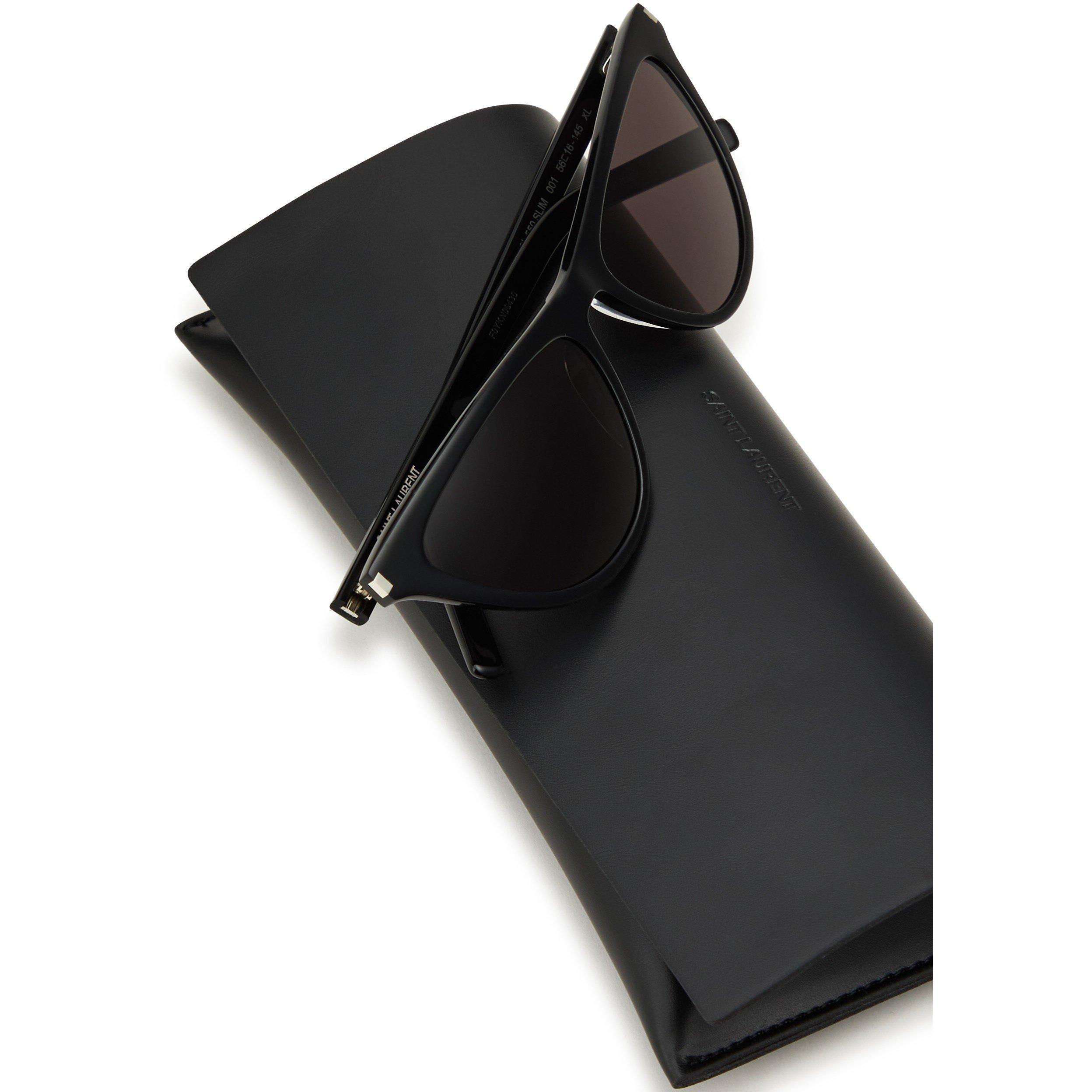 BLACK - Saint Laurent - Women's Flat Cat Eye Sunglasses - 4