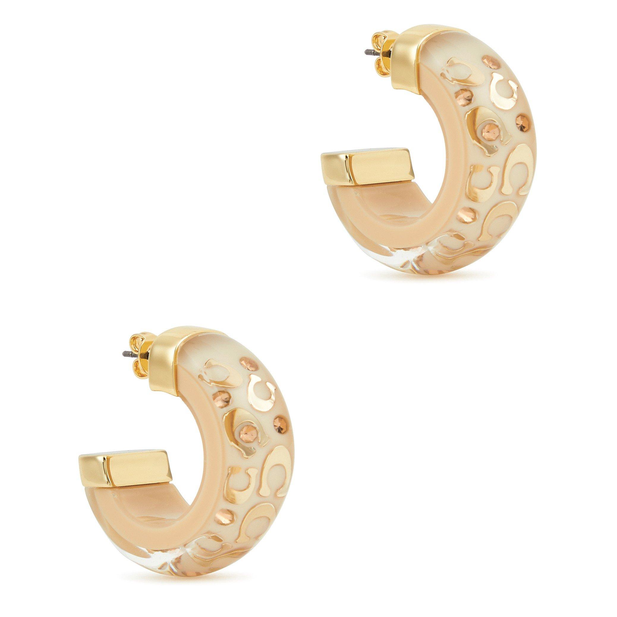 GOLD AND OTHER - Coach - C Logo Chunky Hoop Earrings - 1