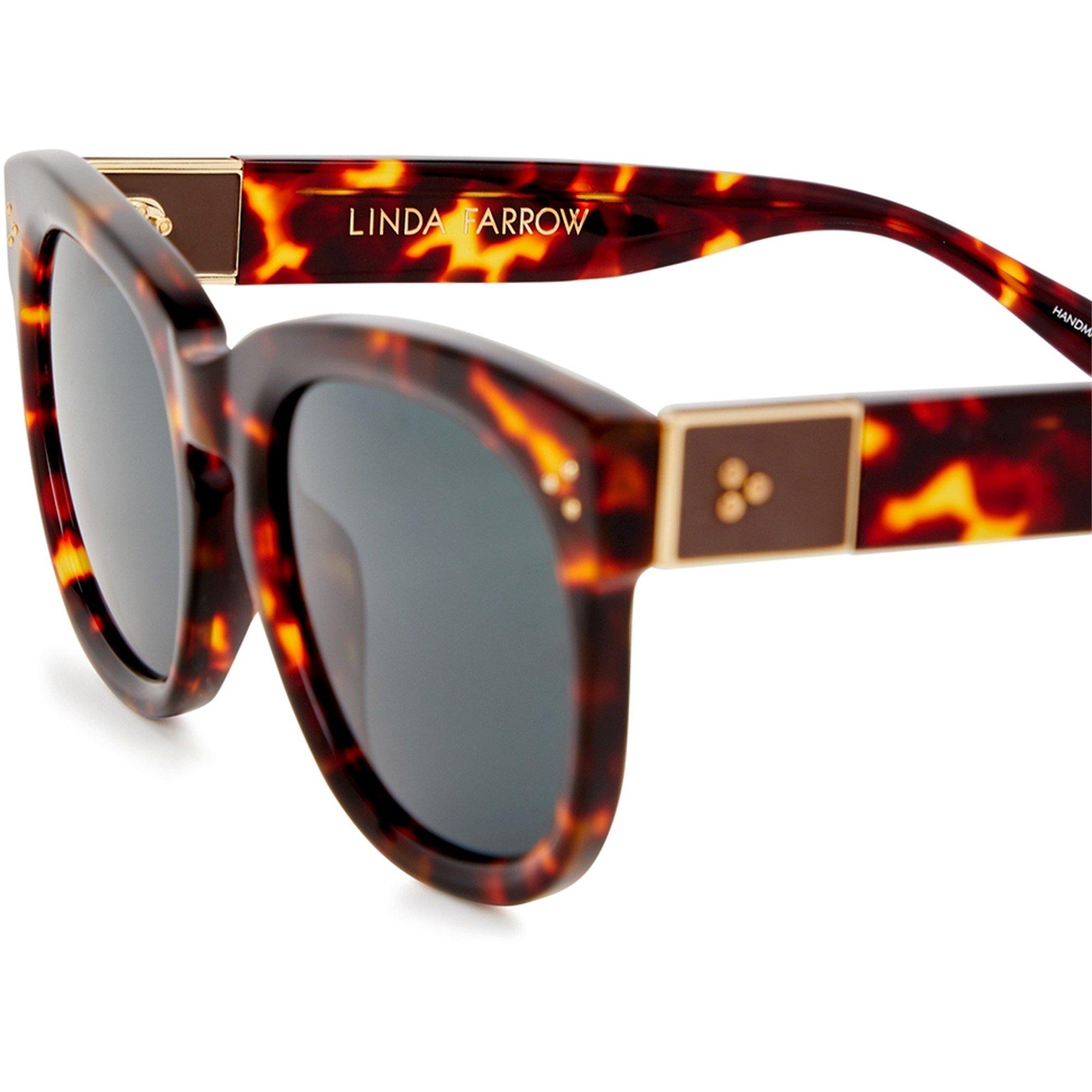 BROWN AND OTHER - Linda Farrow - Women's Jenson Acetate Round Sunglasses - 3