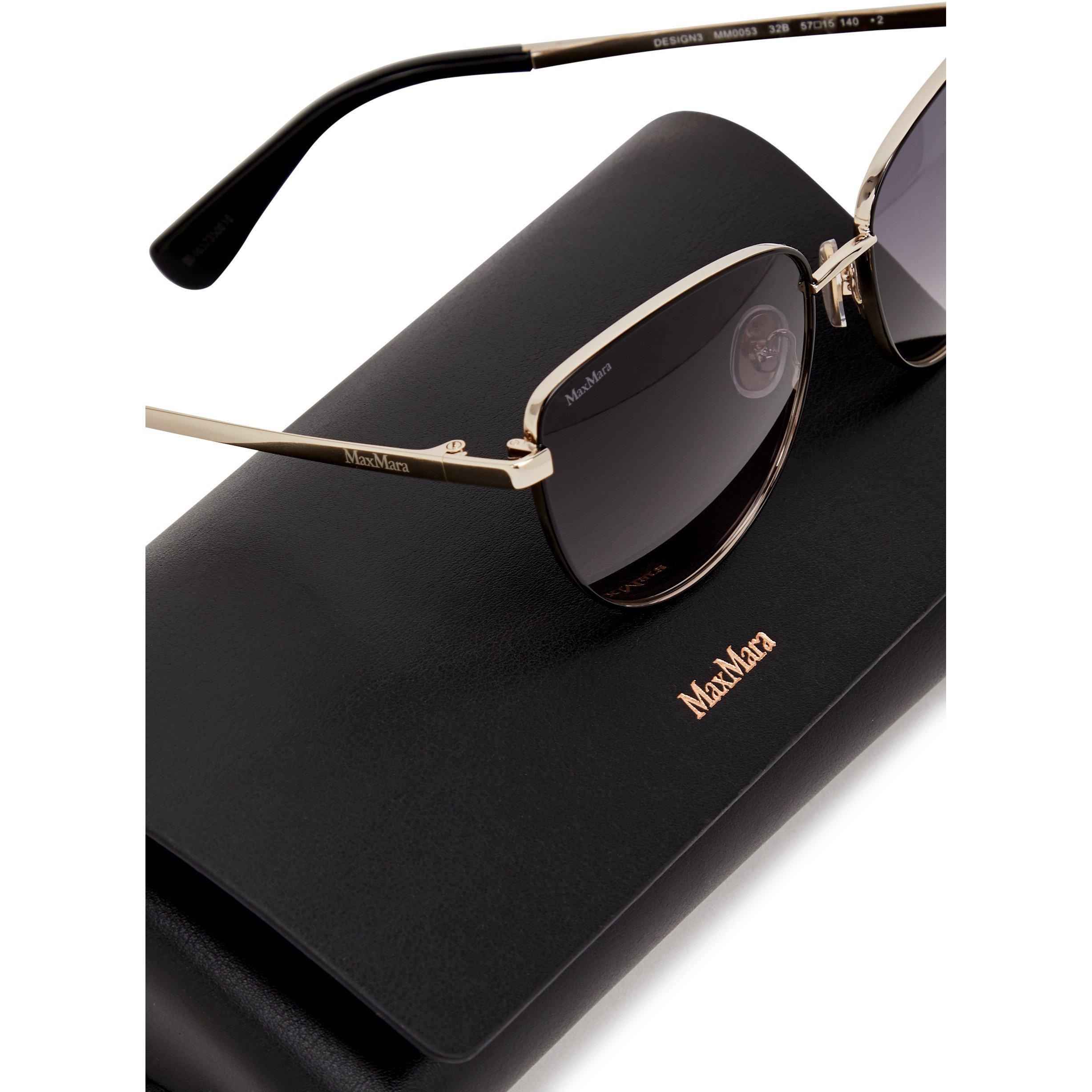 GREY - Max Mara - Women's Stainless Steel Cat Eye Sunglasses - 4