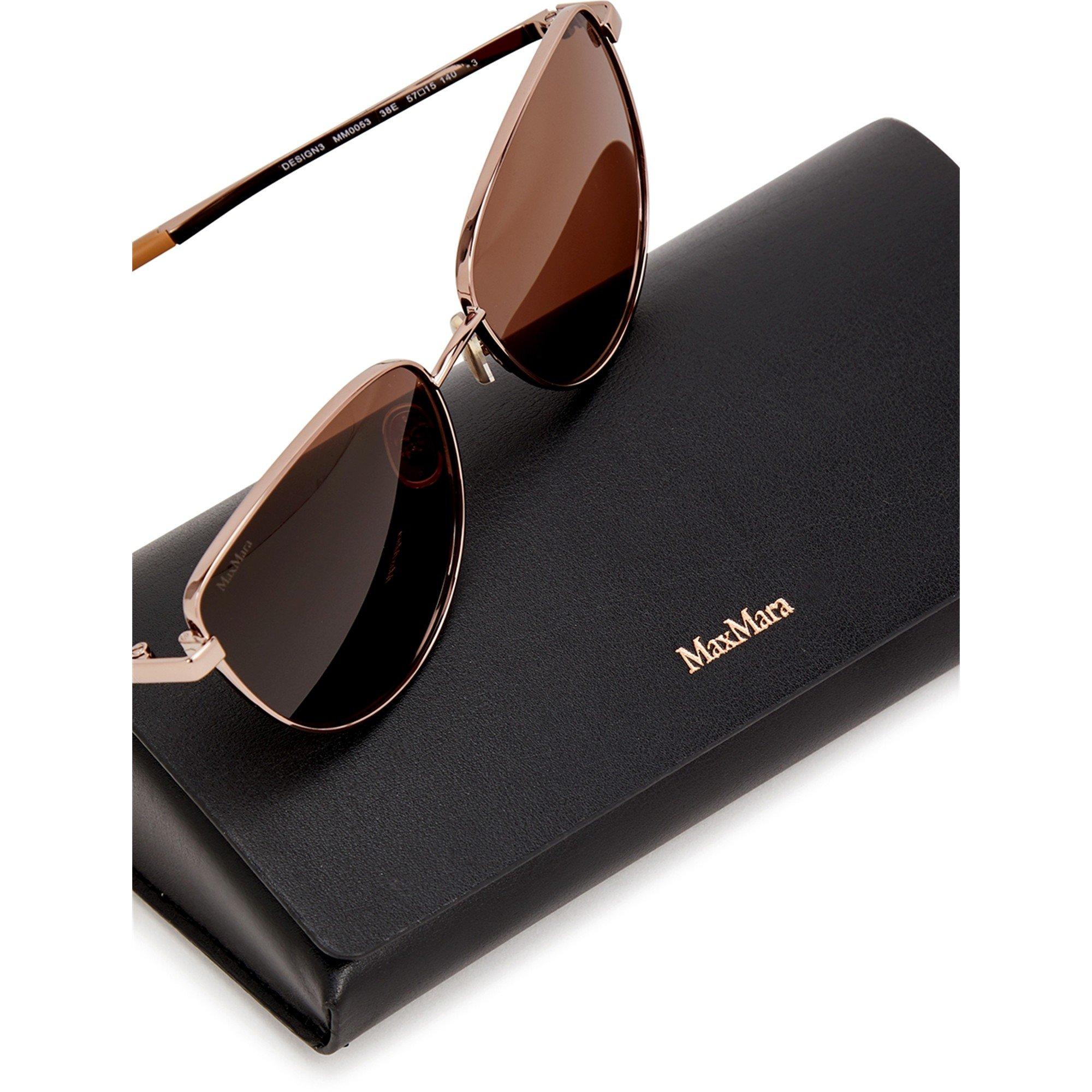 BROWN AND OTHER - Max Mara - Women's Stainless Steel Cat Eye Sunglasses - 4