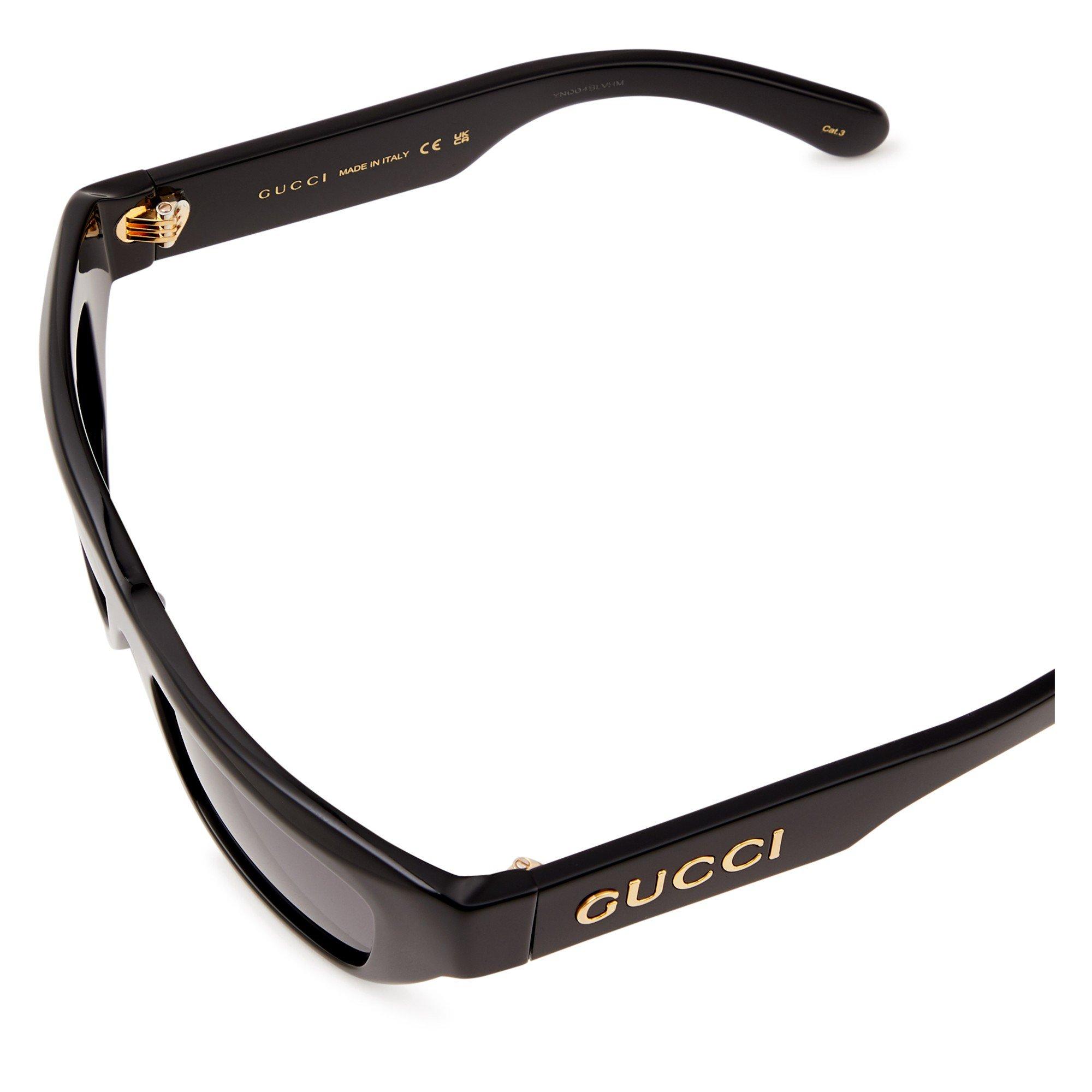 BLACK AND GREY - Gucci - Men's Acetate Narrow Rectangle Sunglasses - 3