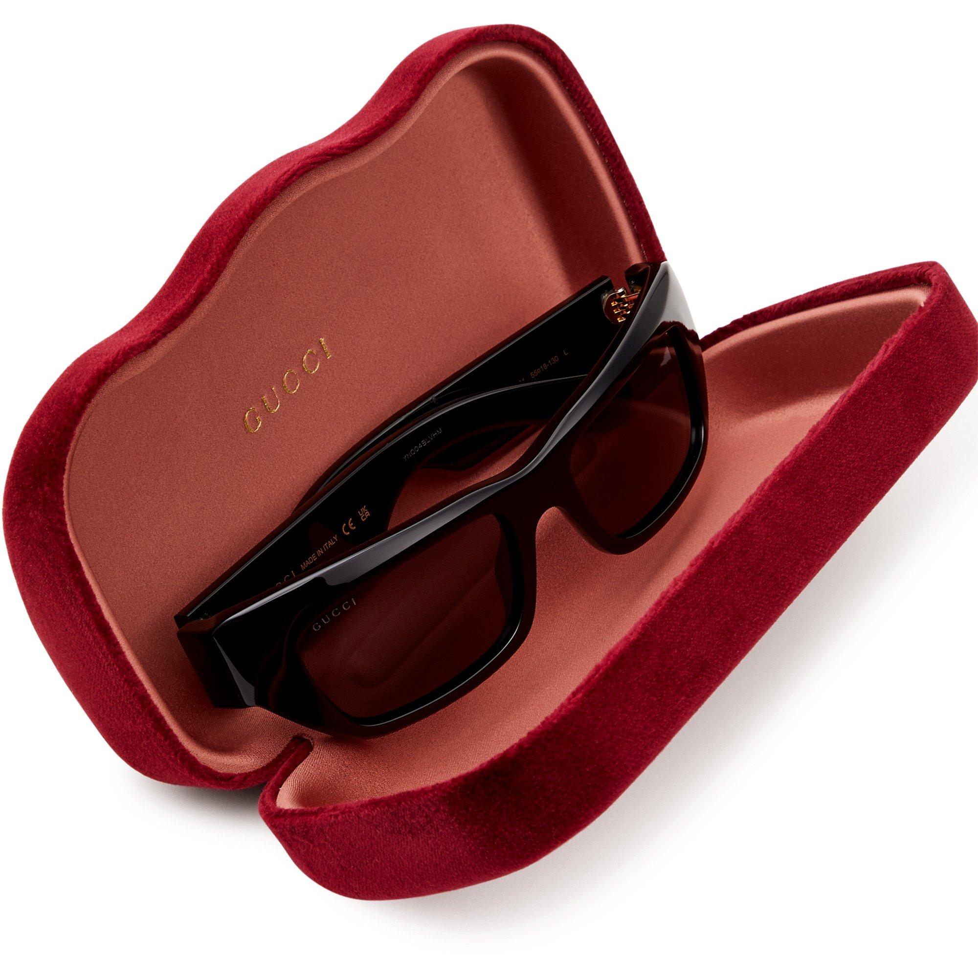 BLACK AND GREY - Gucci - Men's Acetate Narrow Rectangle Sunglasses - 4