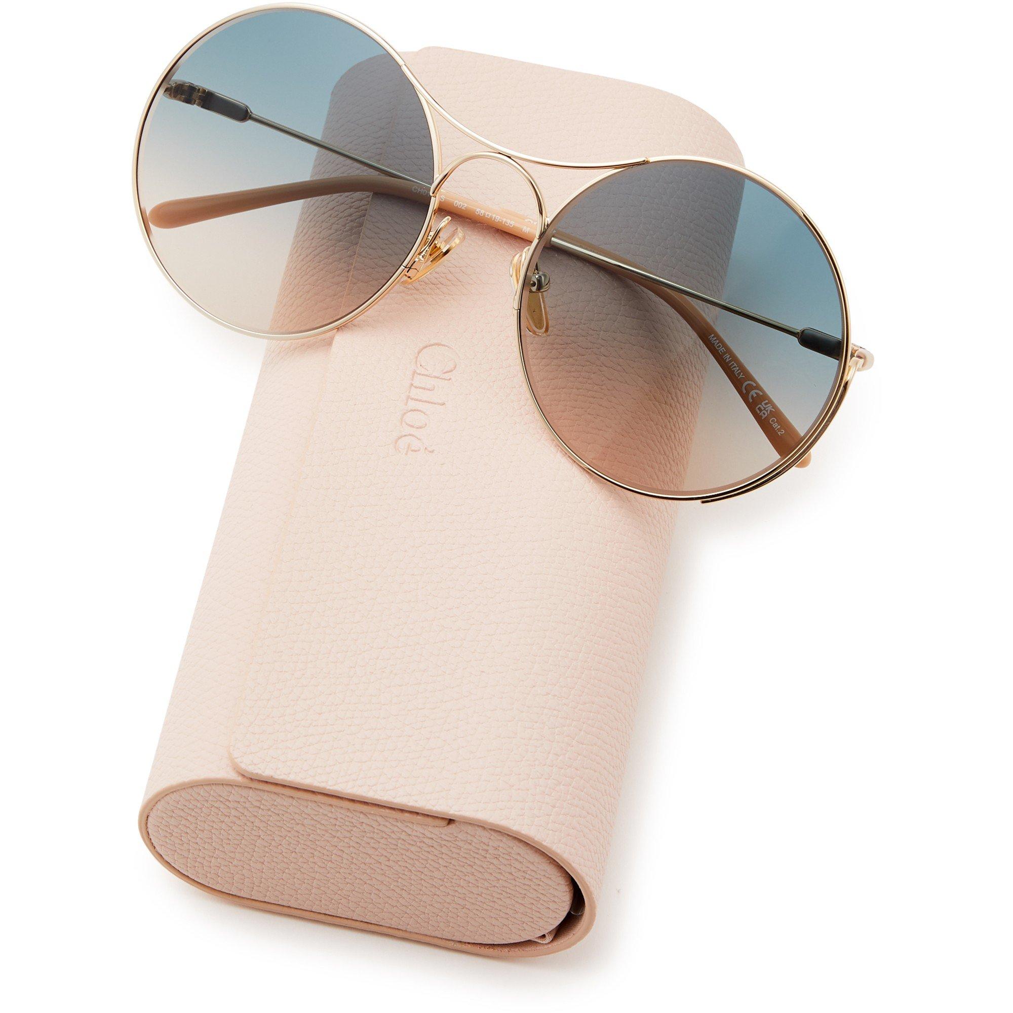 GOLD - Chloe - Women's Metal Round Sunglasses - 3