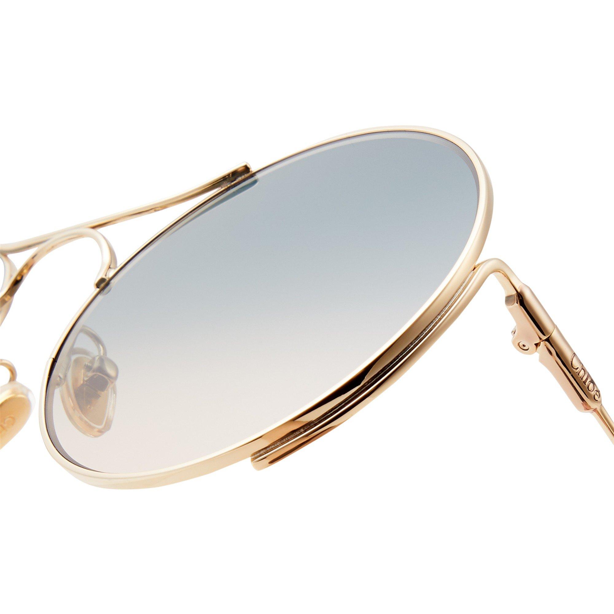 GOLD - Chloe - Women's Metal Round Sunglasses - 4