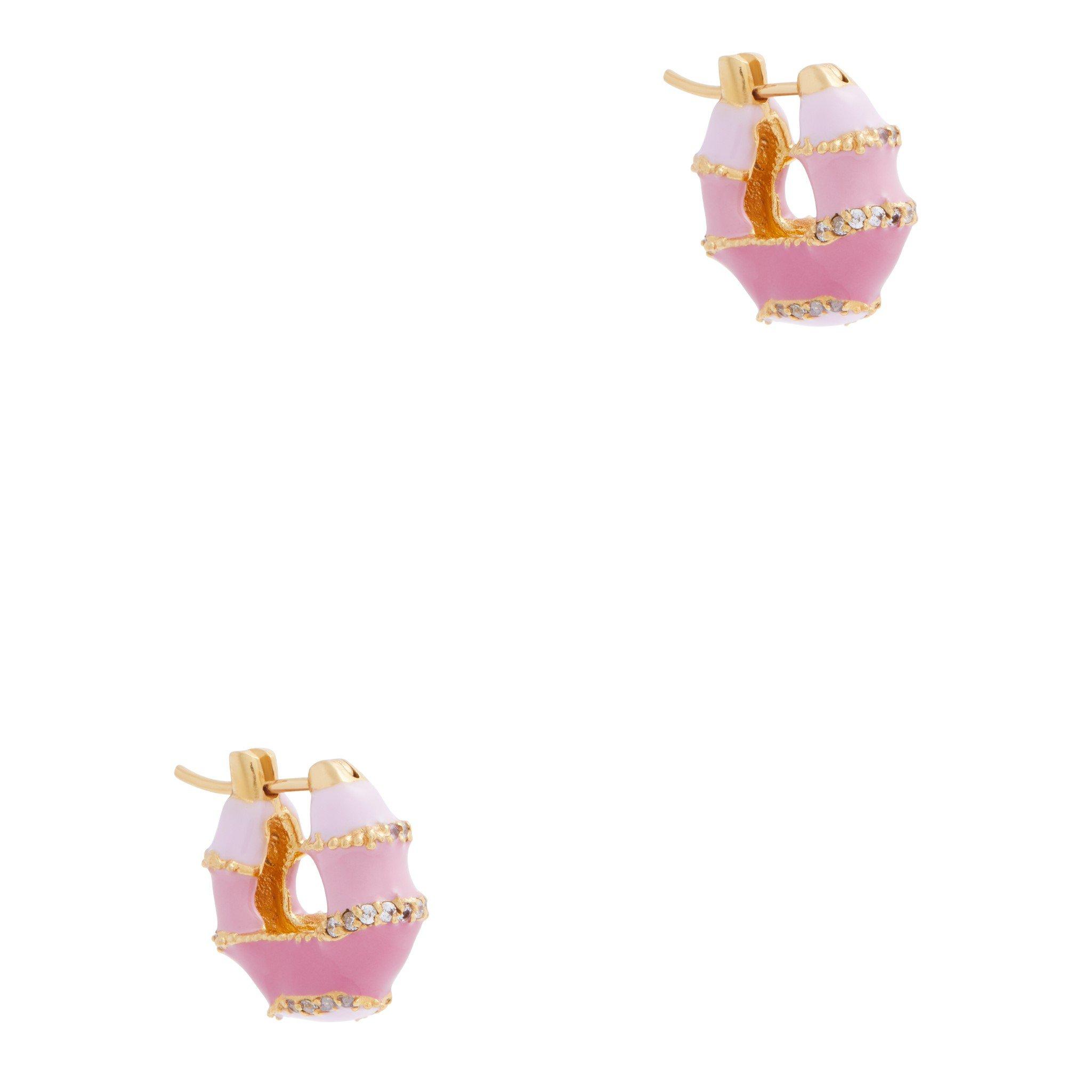 PINK - Joanna Laura Constantine - MINI HOOPS ENAMEL STONE STRIPE - 1