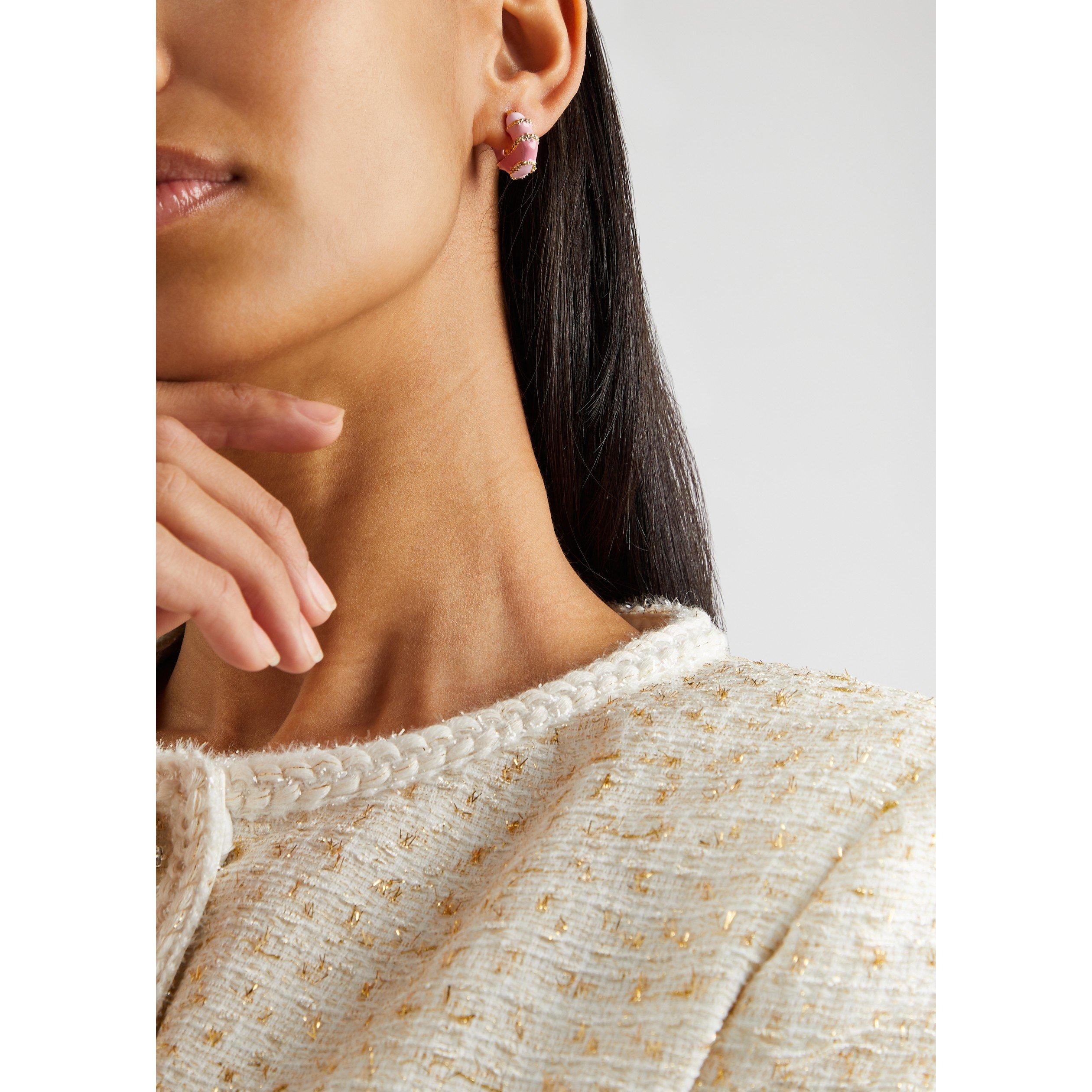 PINK - Joanna Laura Constantine - MINI HOOPS ENAMEL STONE STRIPE - 3