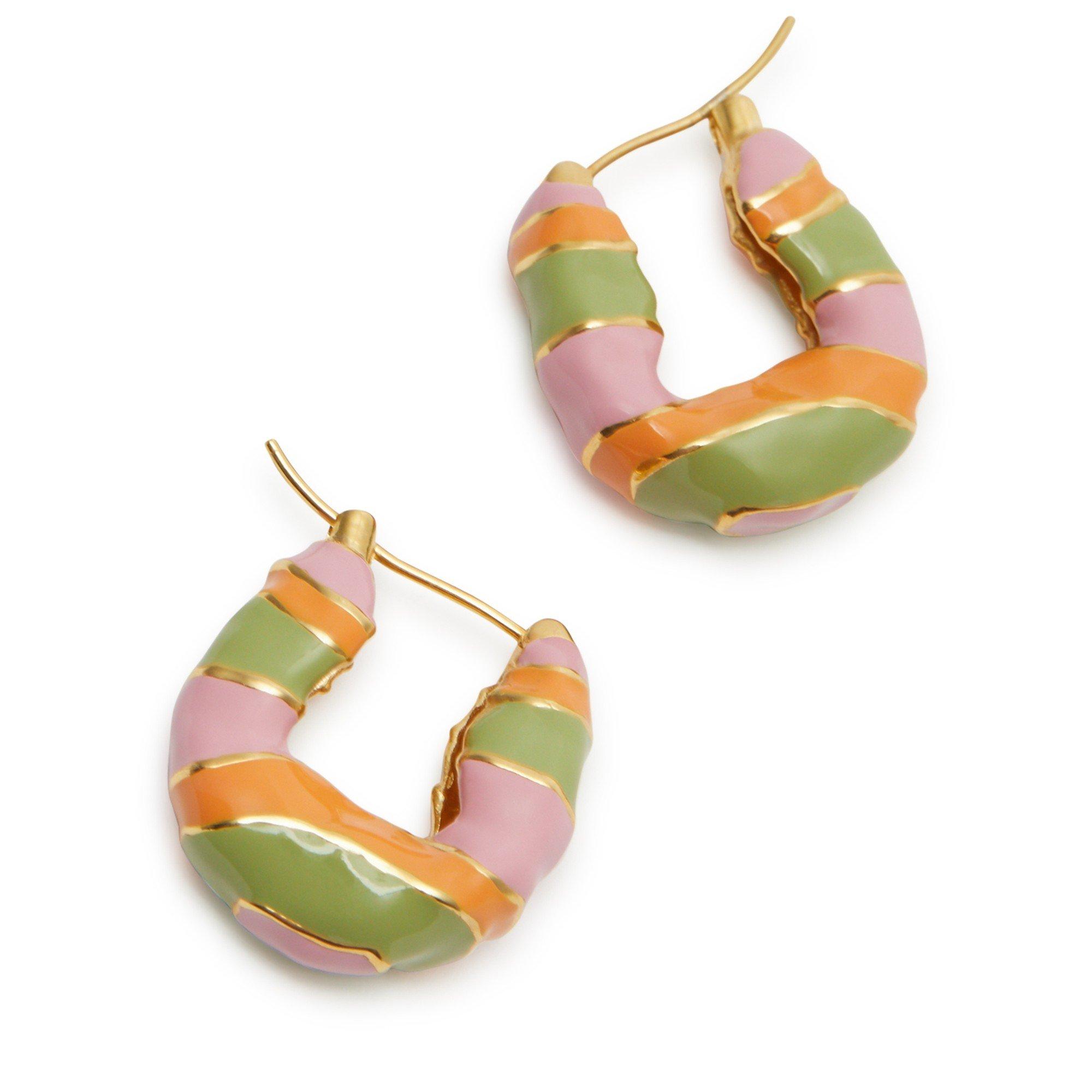 PINK AND OTHER - Joanna Laura Constantine - WAVE HOOPS MULTI STRIPE ENAMEL - 2