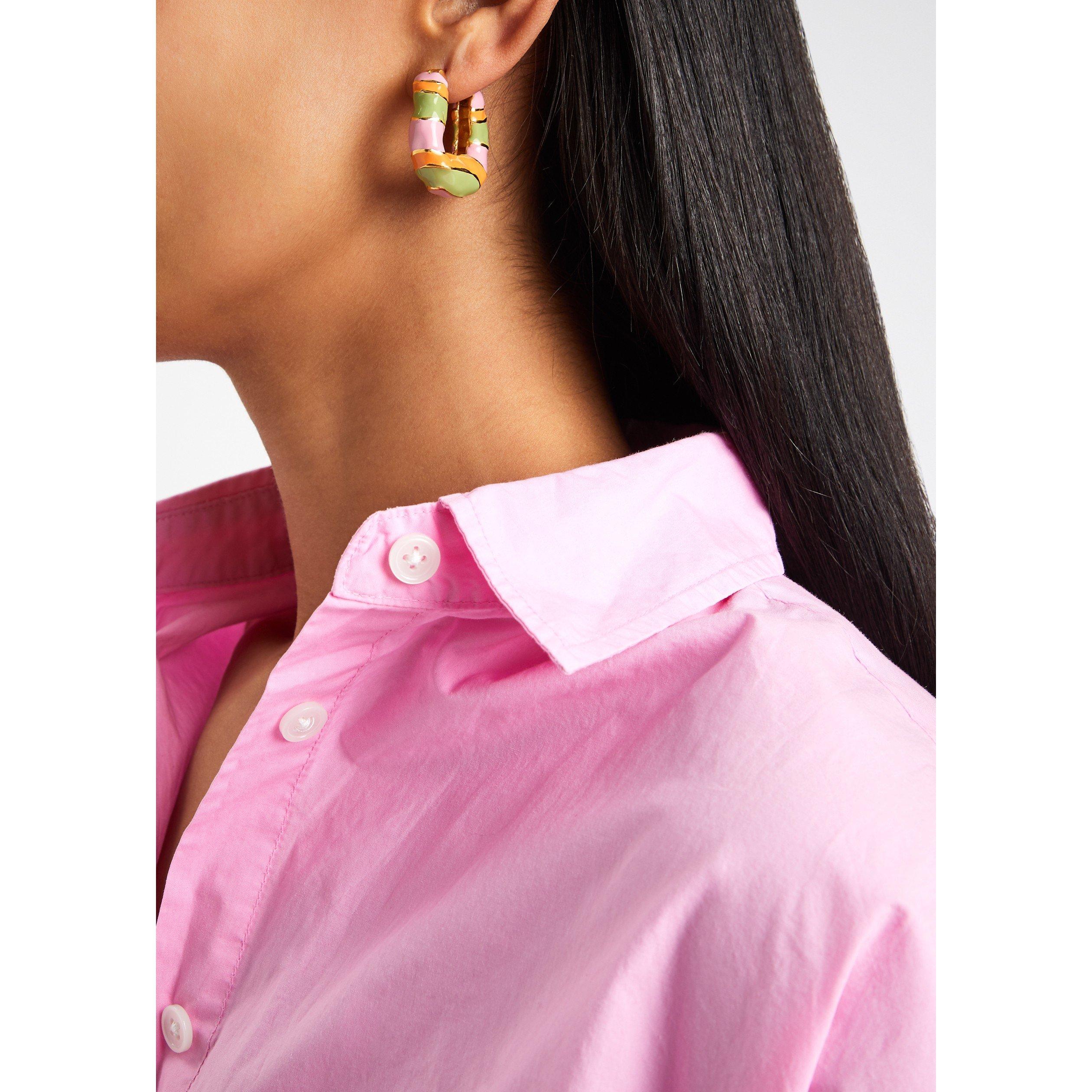 PINK AND OTHER - Joanna Laura Constantine - WAVE HOOPS MULTI STRIPE ENAMEL - 3