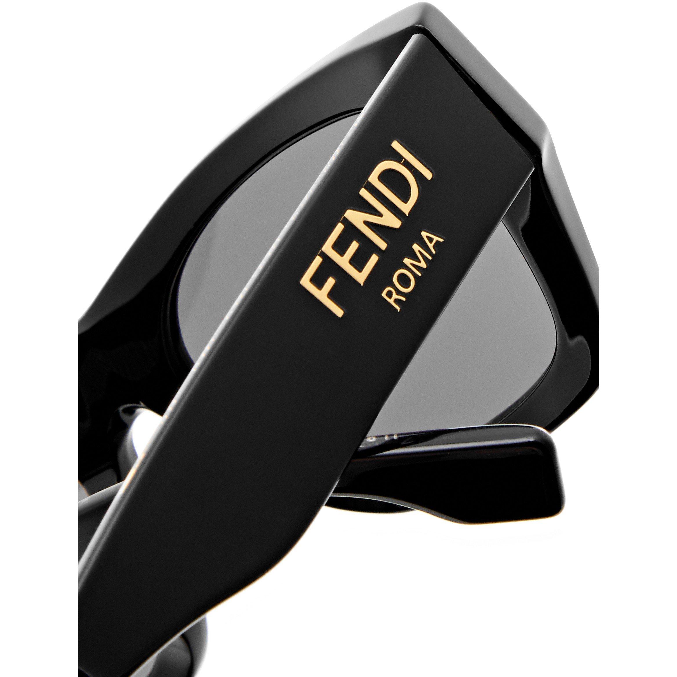 BLACK - Fendi - Women's F Narrow Acetate Square Sunglasses - 3