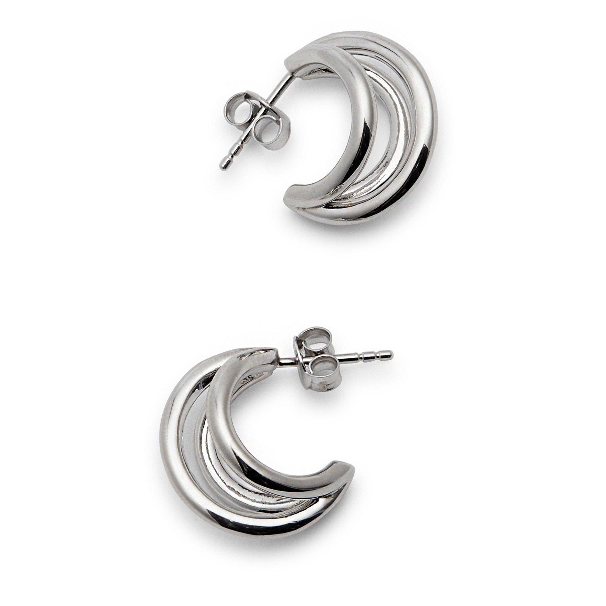 SILVER - Kenneth Jay Lane - Women's Triple Half Silver Hoop Earrings - 2