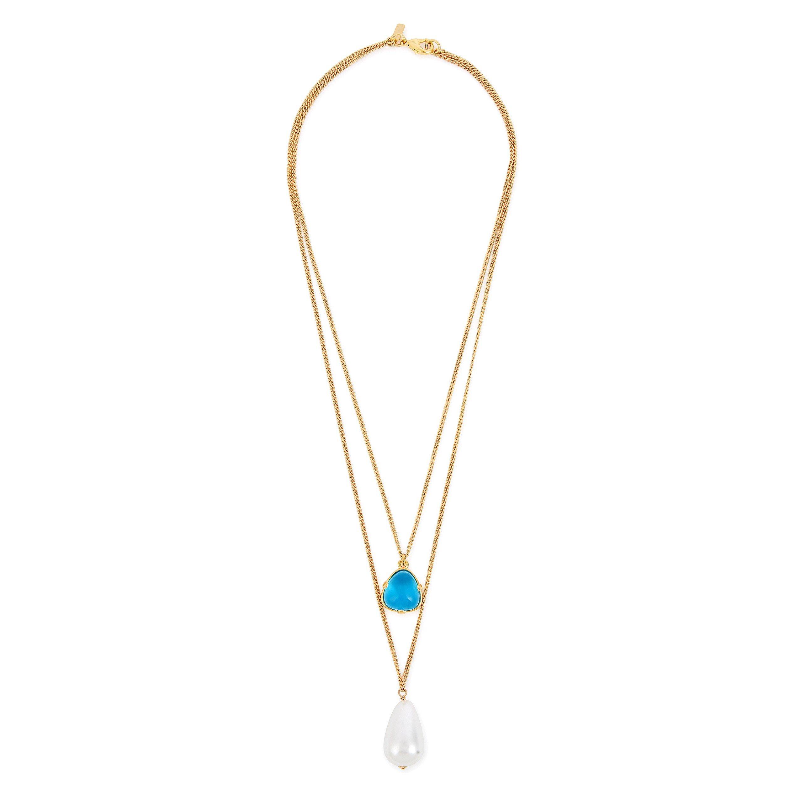 AQUA - Kenneth Jay Lane - 2 ROW AQUA PEARL NECKLACE - 1