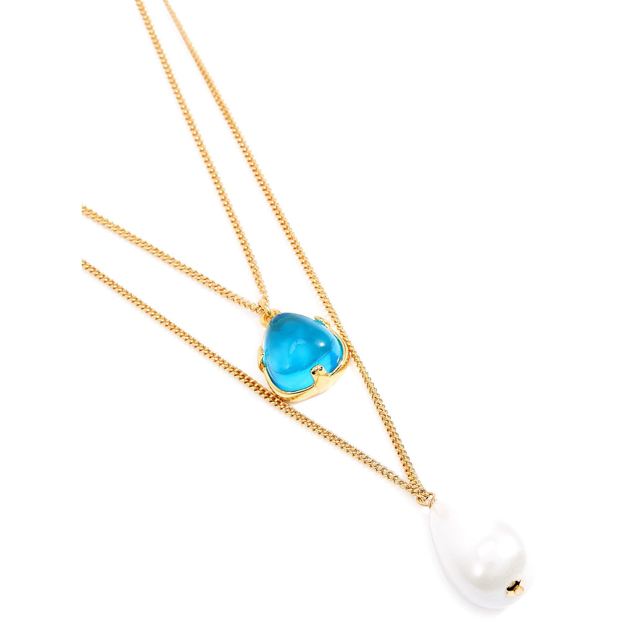AQUA - Kenneth Jay Lane - 2 ROW AQUA PEARL NECKLACE - 2