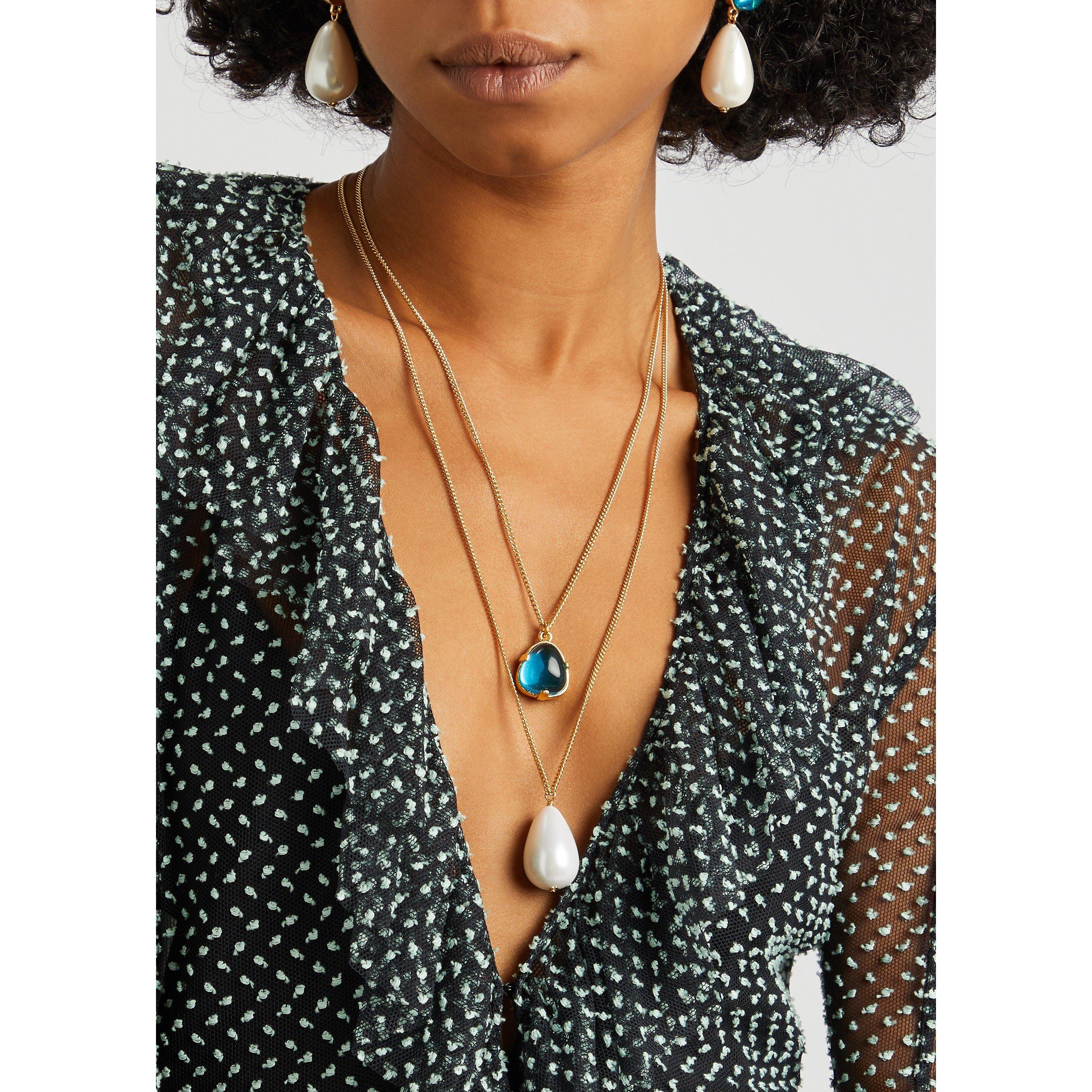 AQUA - Kenneth Jay Lane - 2 ROW AQUA PEARL NECKLACE - 3