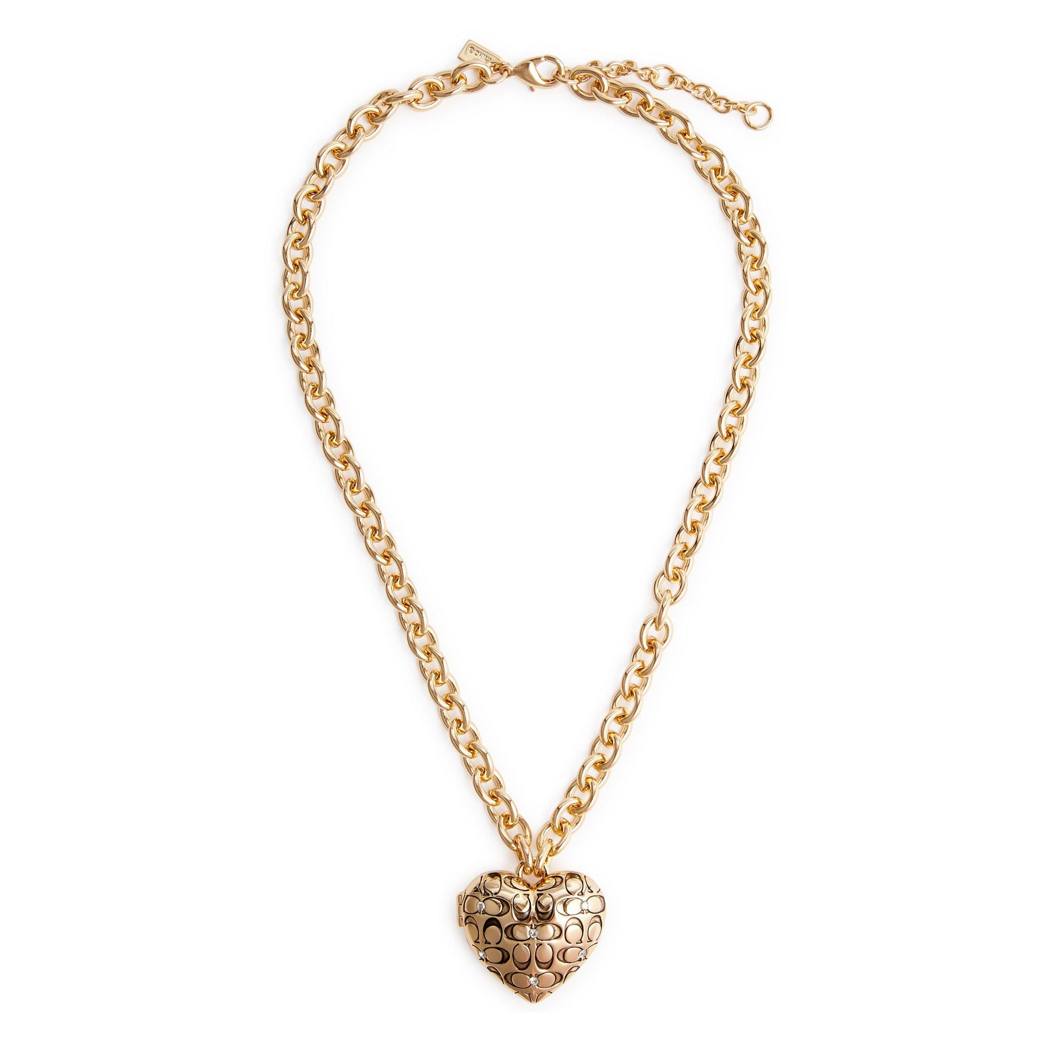 GOLD - Coach - QUILTED LOGO HEART LOCKET - 1