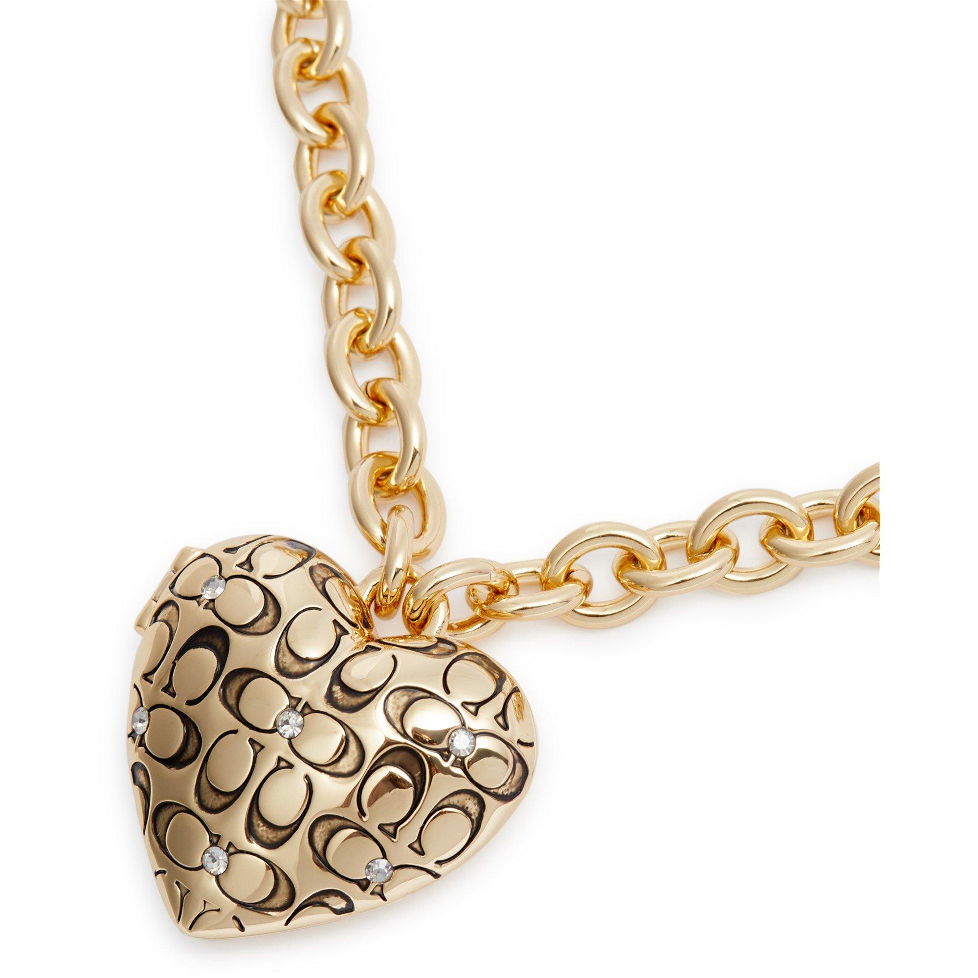 GOLD - Coach - QUILTED LOGO HEART LOCKET - 2