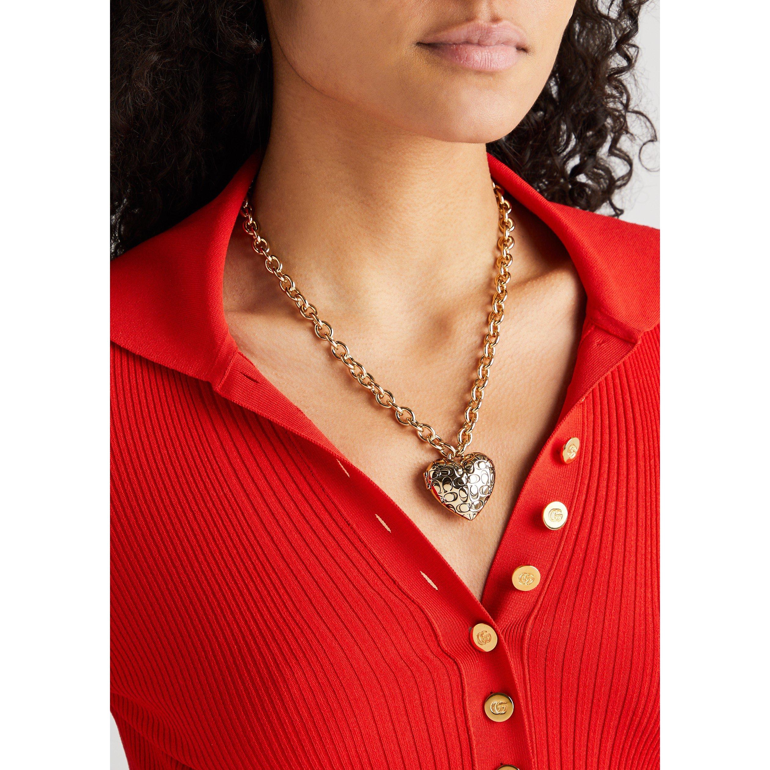 GOLD - Coach - QUILTED LOGO HEART LOCKET - 3