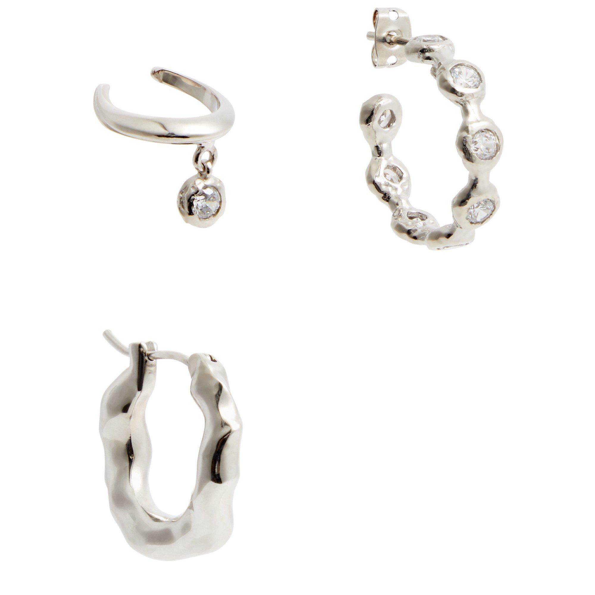 SILVER - Joanna Laura Constantine - WAVE STONE 3 EARRING SET - 1
