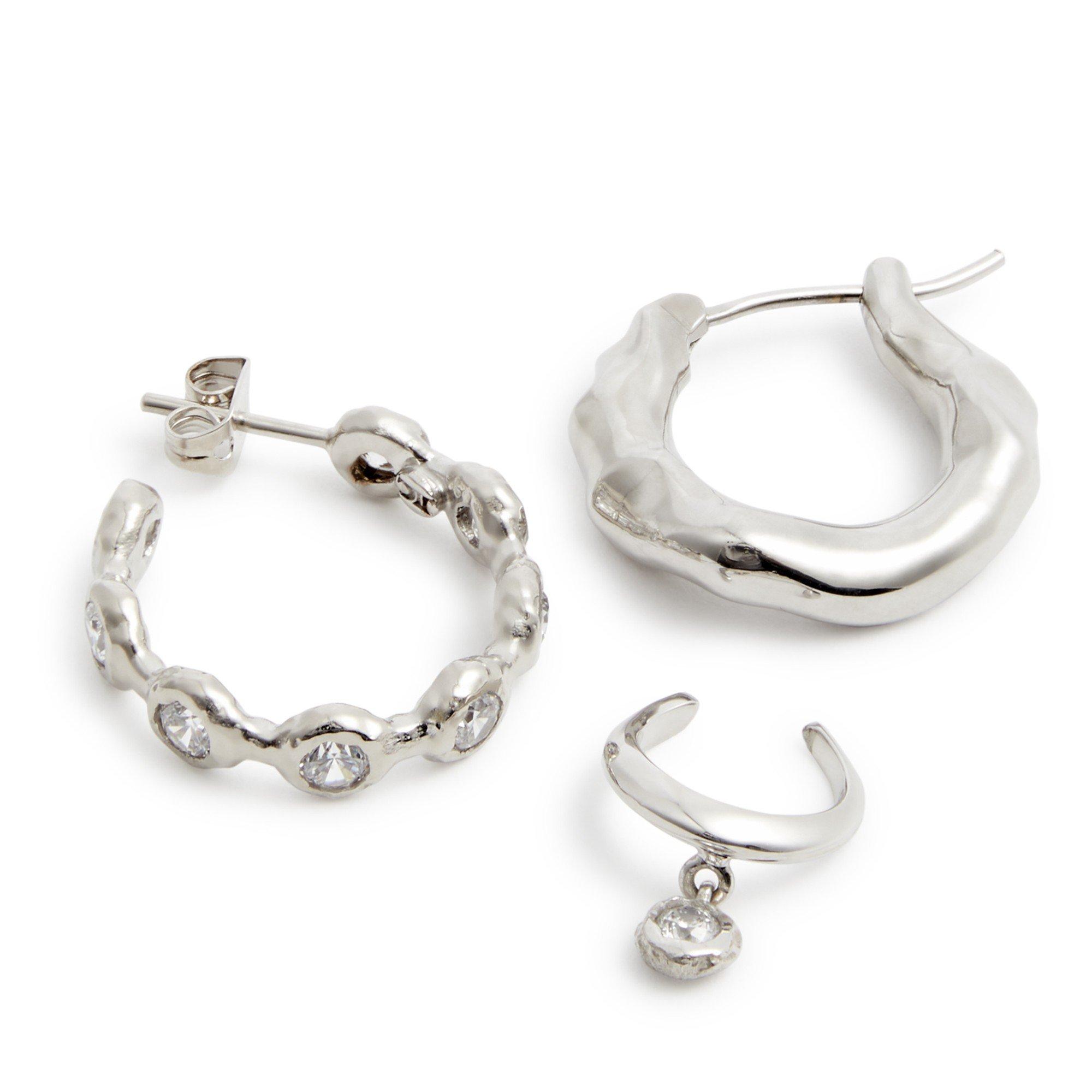 SILVER - Joanna Laura Constantine - WAVE STONE 3 EARRING SET - 2