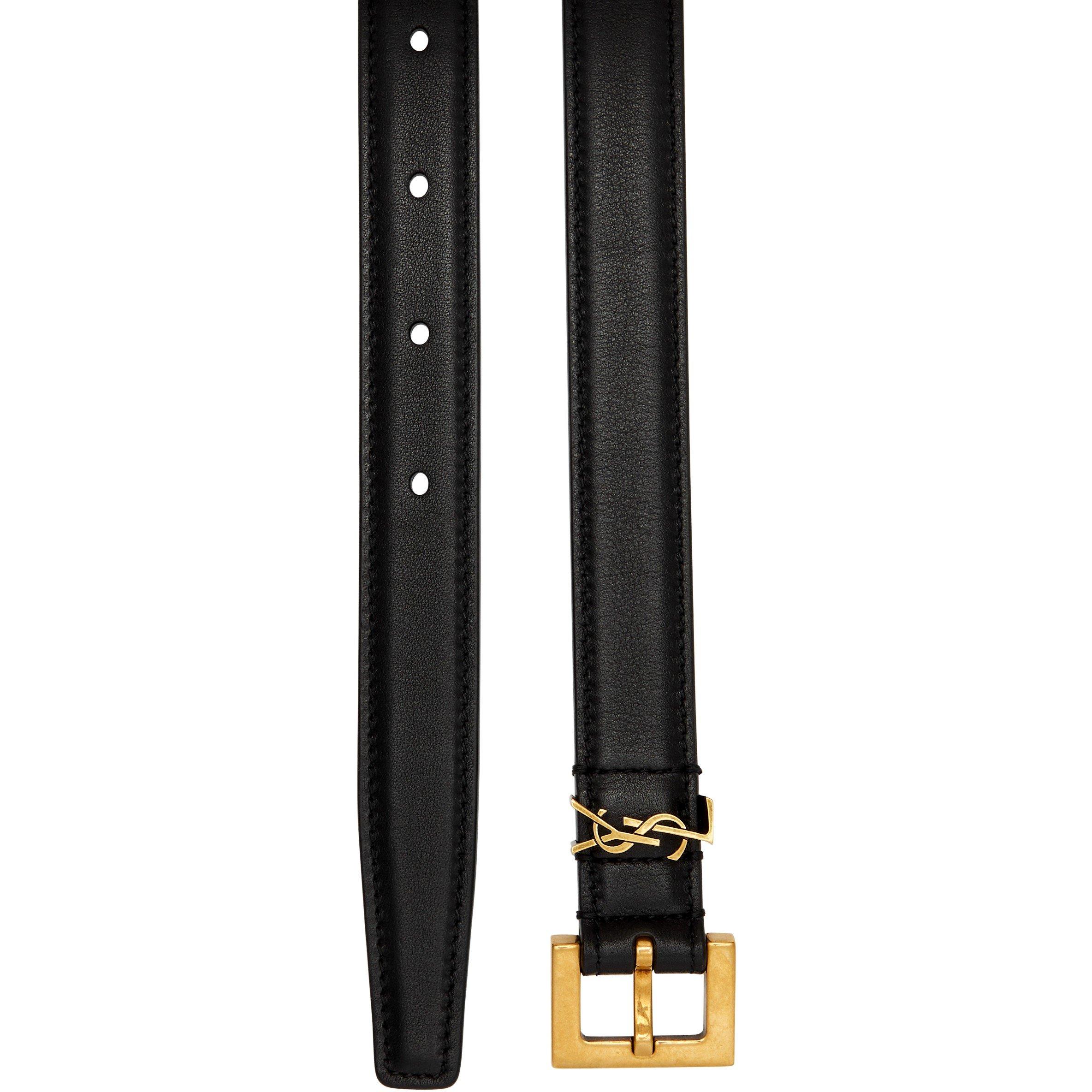 BLACK - Saint Laurent - 2CM LOGO BELT GOLD HDW - 2