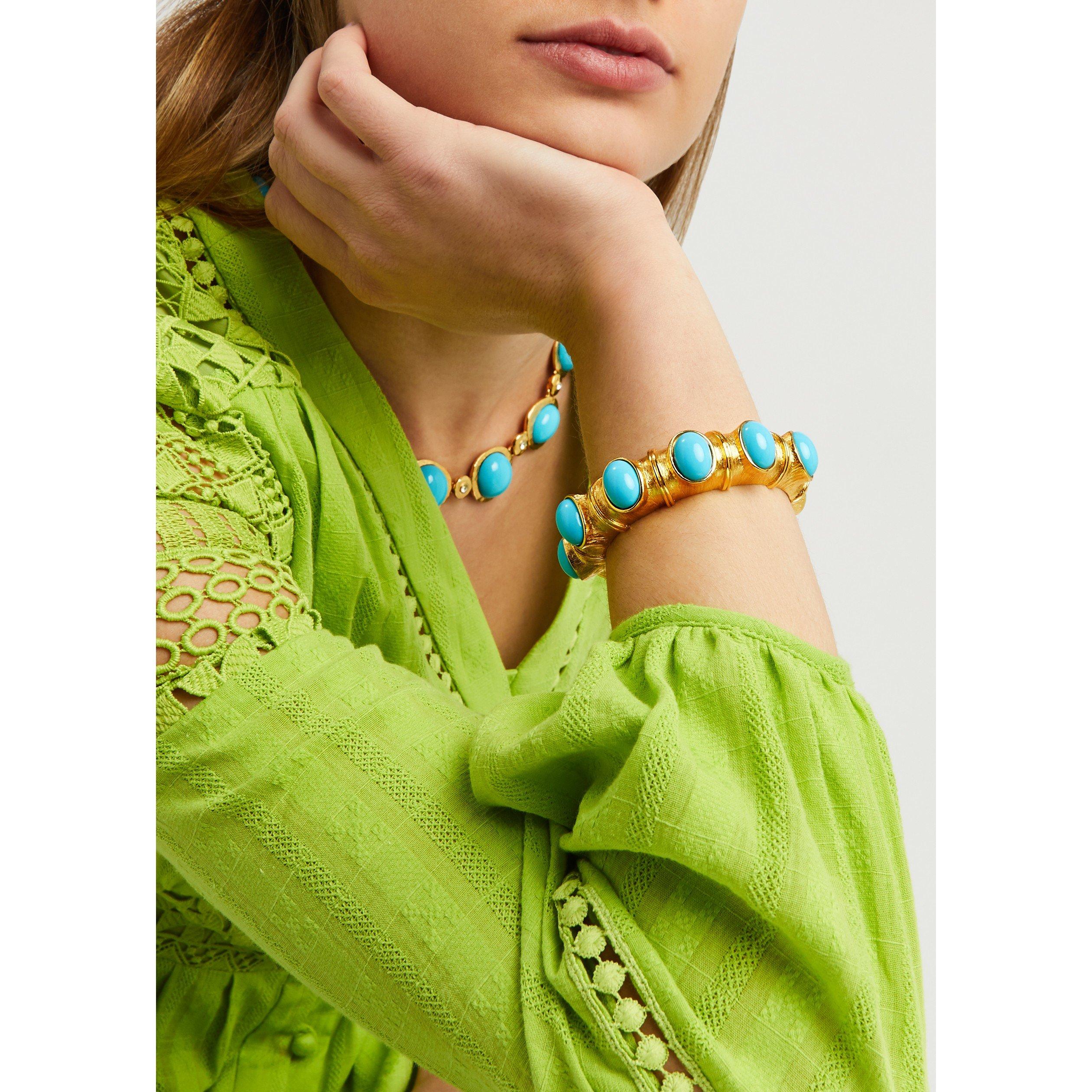 TURQUOISE - Kenneth Jay Lane - Gold turquoise bracelet - 3