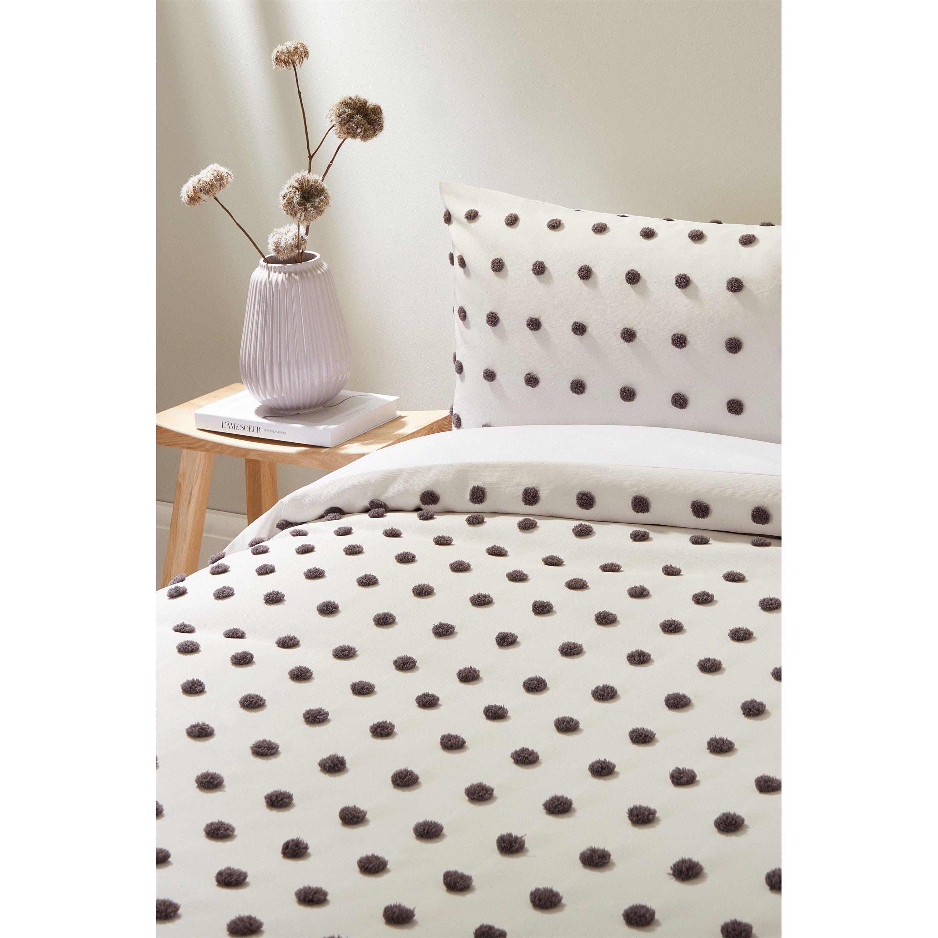 White/Grey - Homelife - Pom Pom Duvet Set - 2