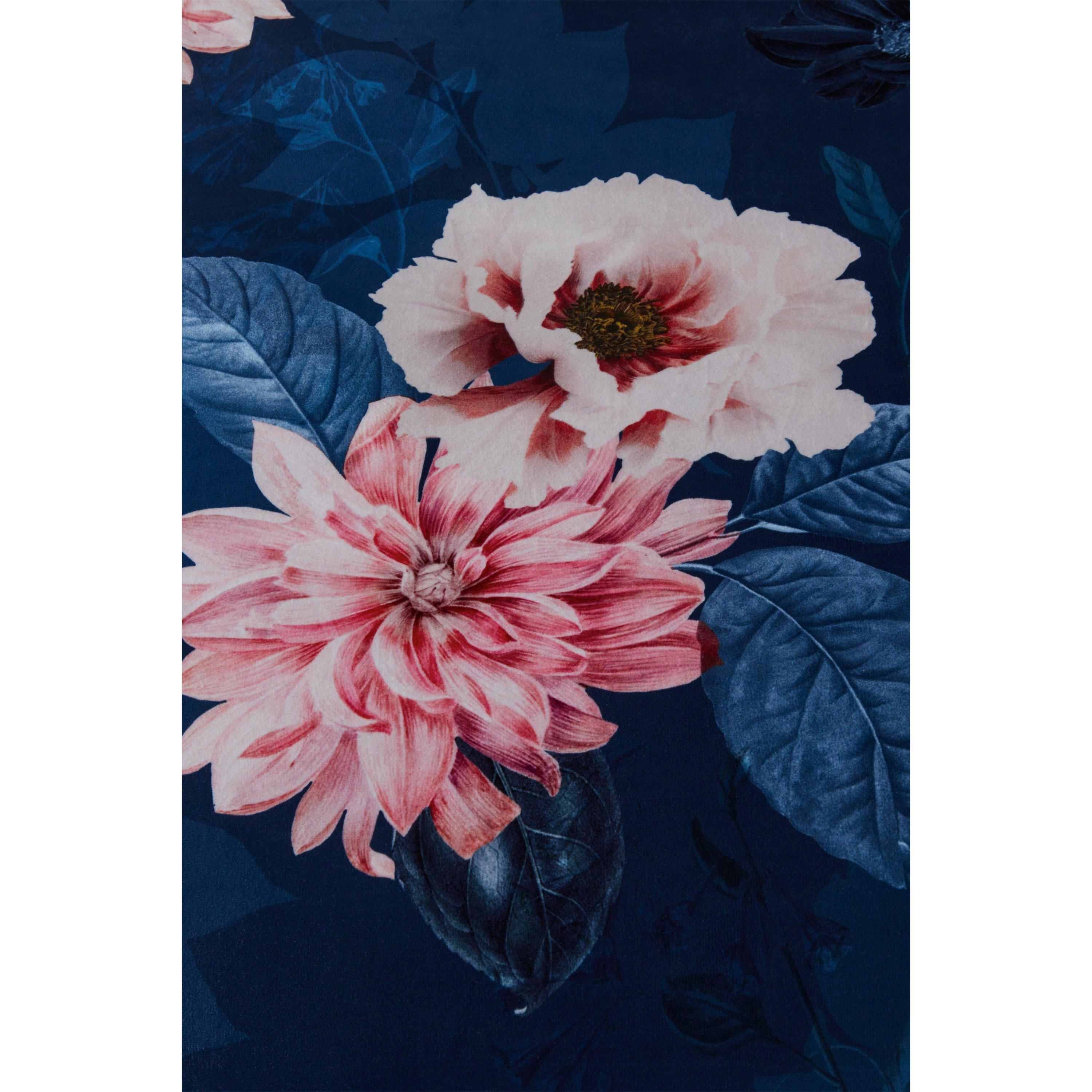 Navy - Homelife - Homelife Floral Velour Duvet Set - 3