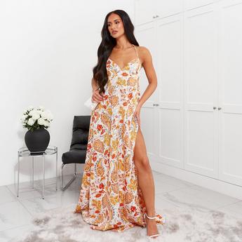 I Saw It First ISAWITFIRST Halterneck Tie Back Maxi Dress
