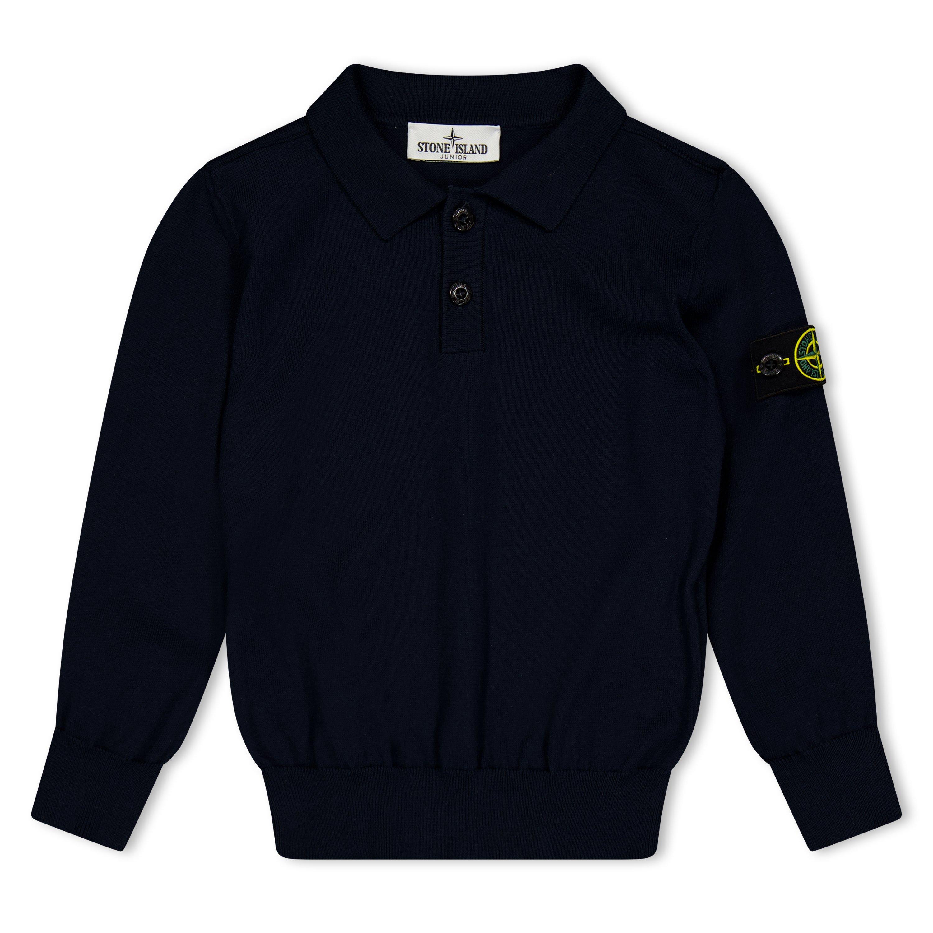 Stone Island Juniors Knit Polo Shirt - Navy V0020 - 10 Years
