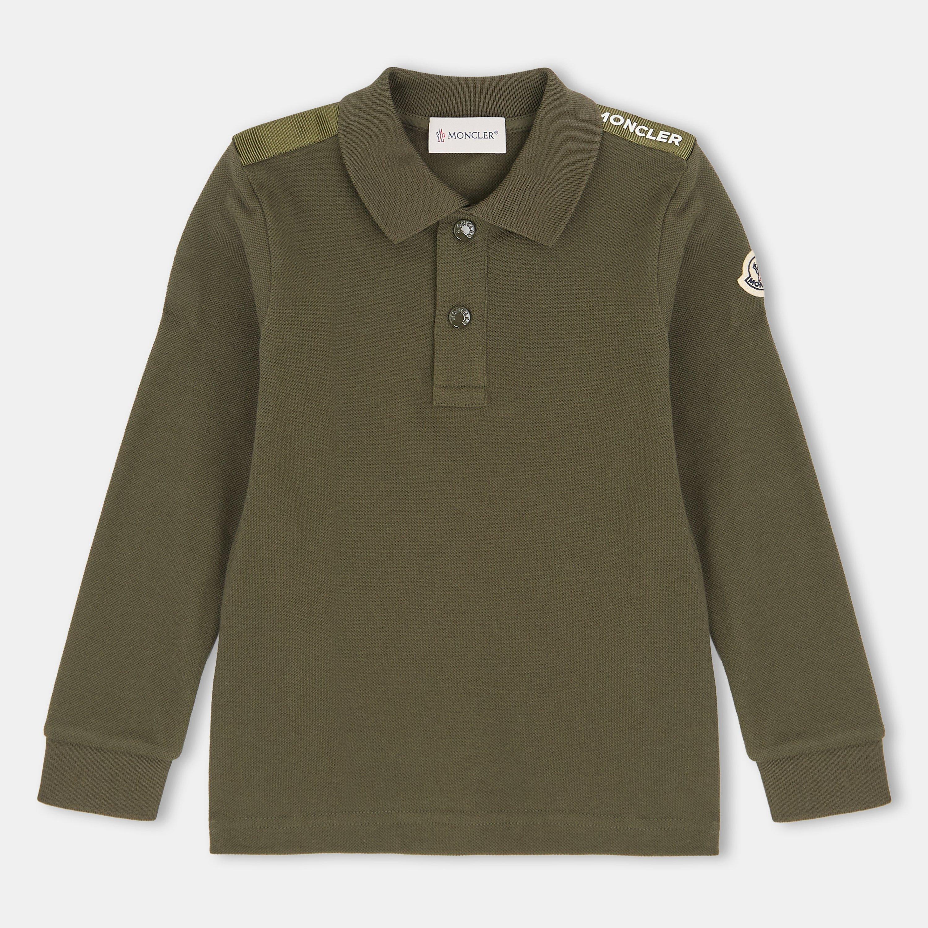 Moncler Kids Long-Sleeve Polo - Green 830 - Size 10Y