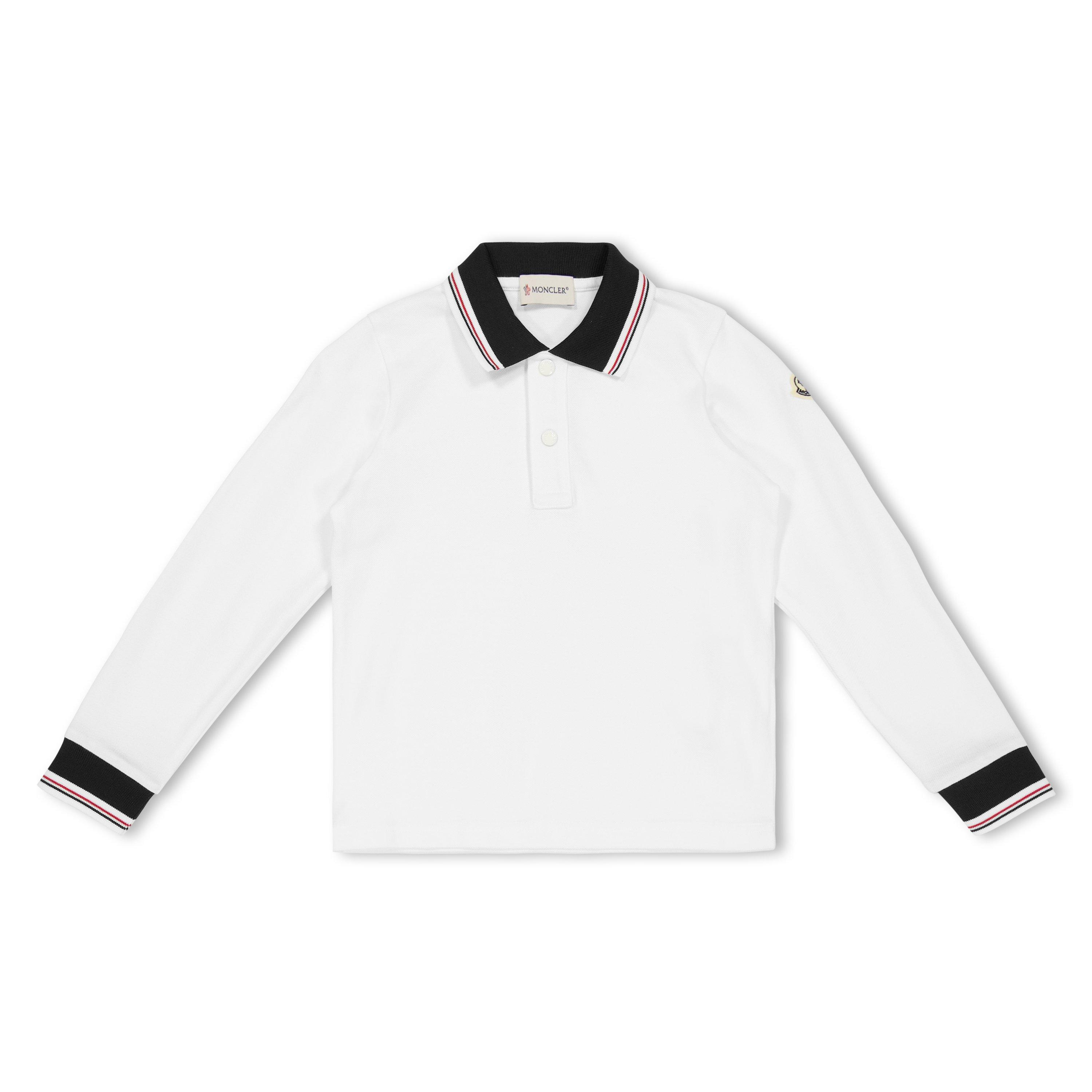 Moncler Juniors Long Sleeve Polo Shirt - White 034 - Size 10Y