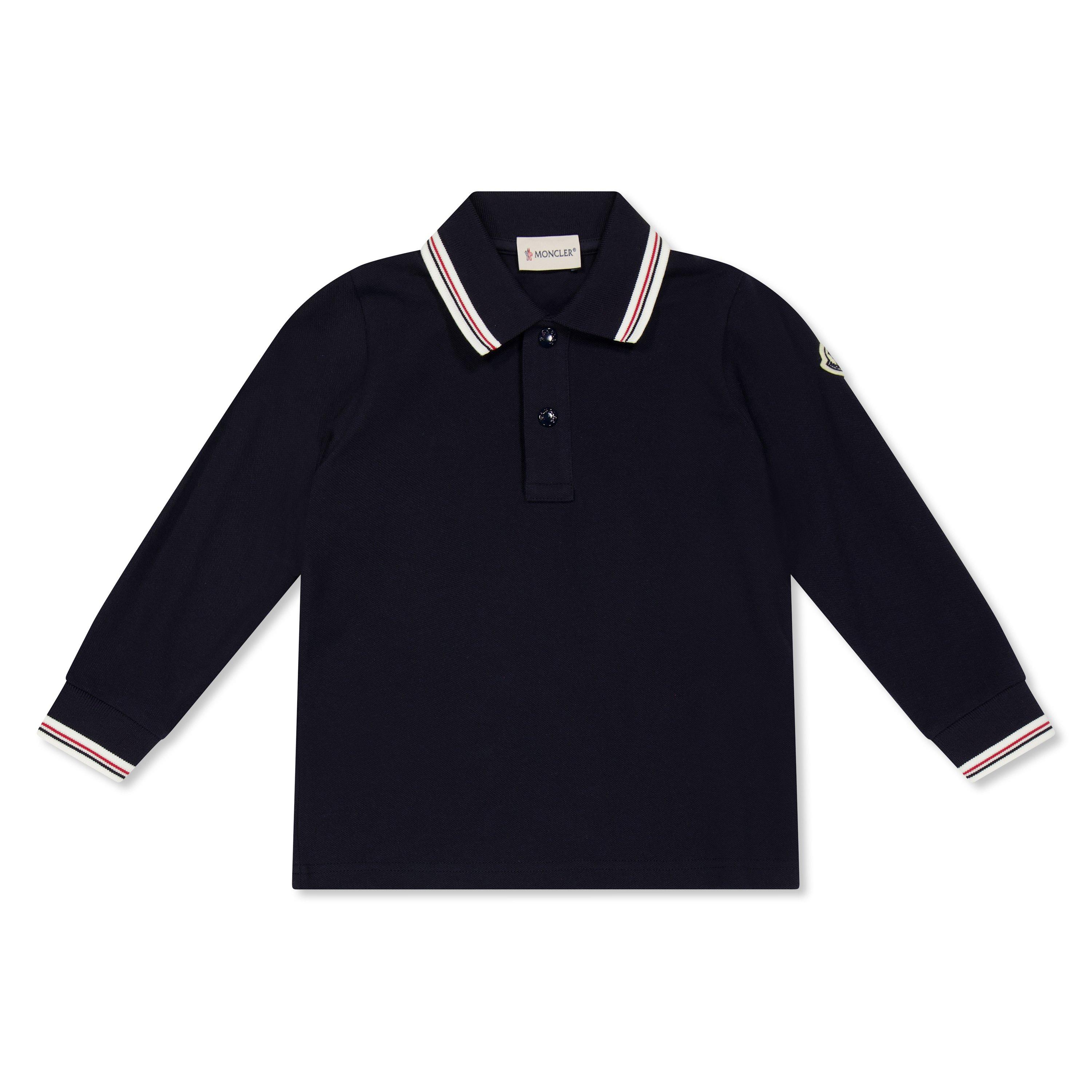 Moncler Juniors Long Sleeve Polo Shirt - Navy 778 - Size 8Y