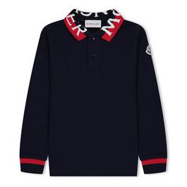 Moncler Logo Long Sleeve Polo Shirt Juniors