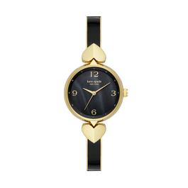 Kate Spade Kate Spade New York Hollis Three-Hand Black Enamel Gold-Tone Stainless Steel Bangle Watch KSW1563