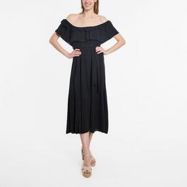 Be You Frill Frill Bardot Belted Midaxi Dress