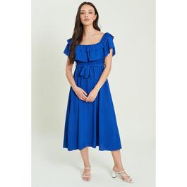 Be You Frill Frill Bardot Belted Midaxi Dress