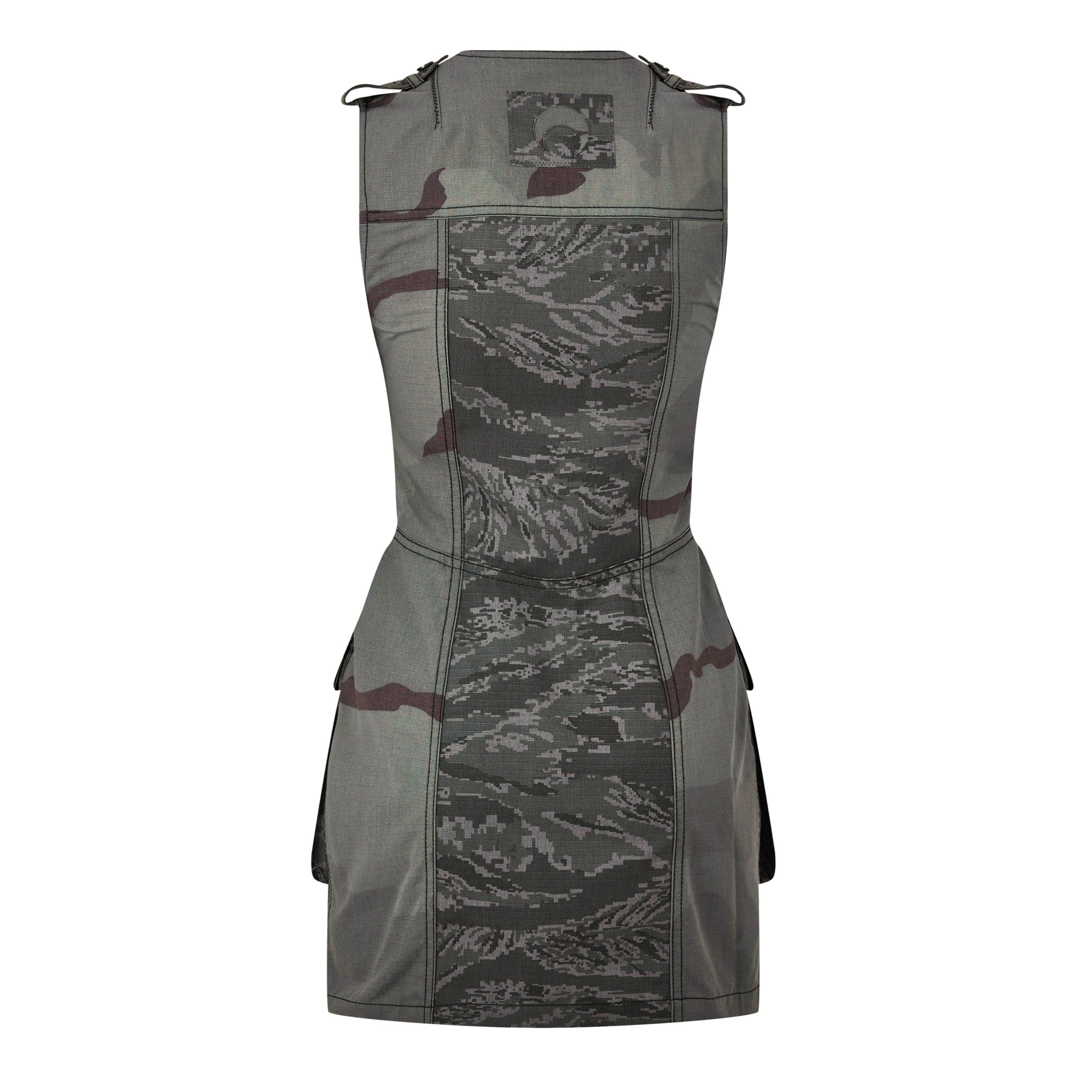 Dark Grey - Marine Serre - Women's Regenerated Camo Mini Denim Dress - 6