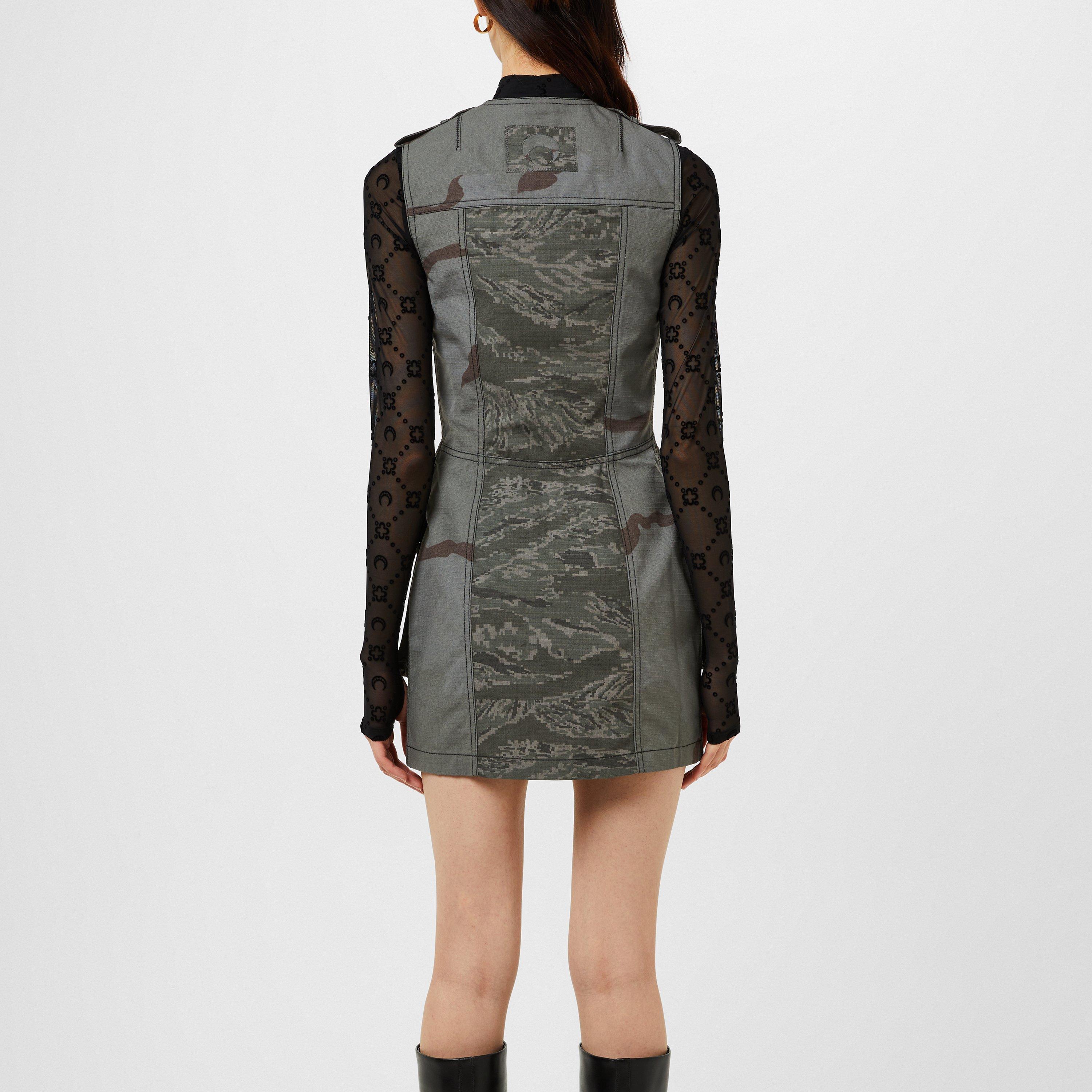 Dark Grey - Marine Serre - Women's Regenerated Camo Mini Denim Dress - 3