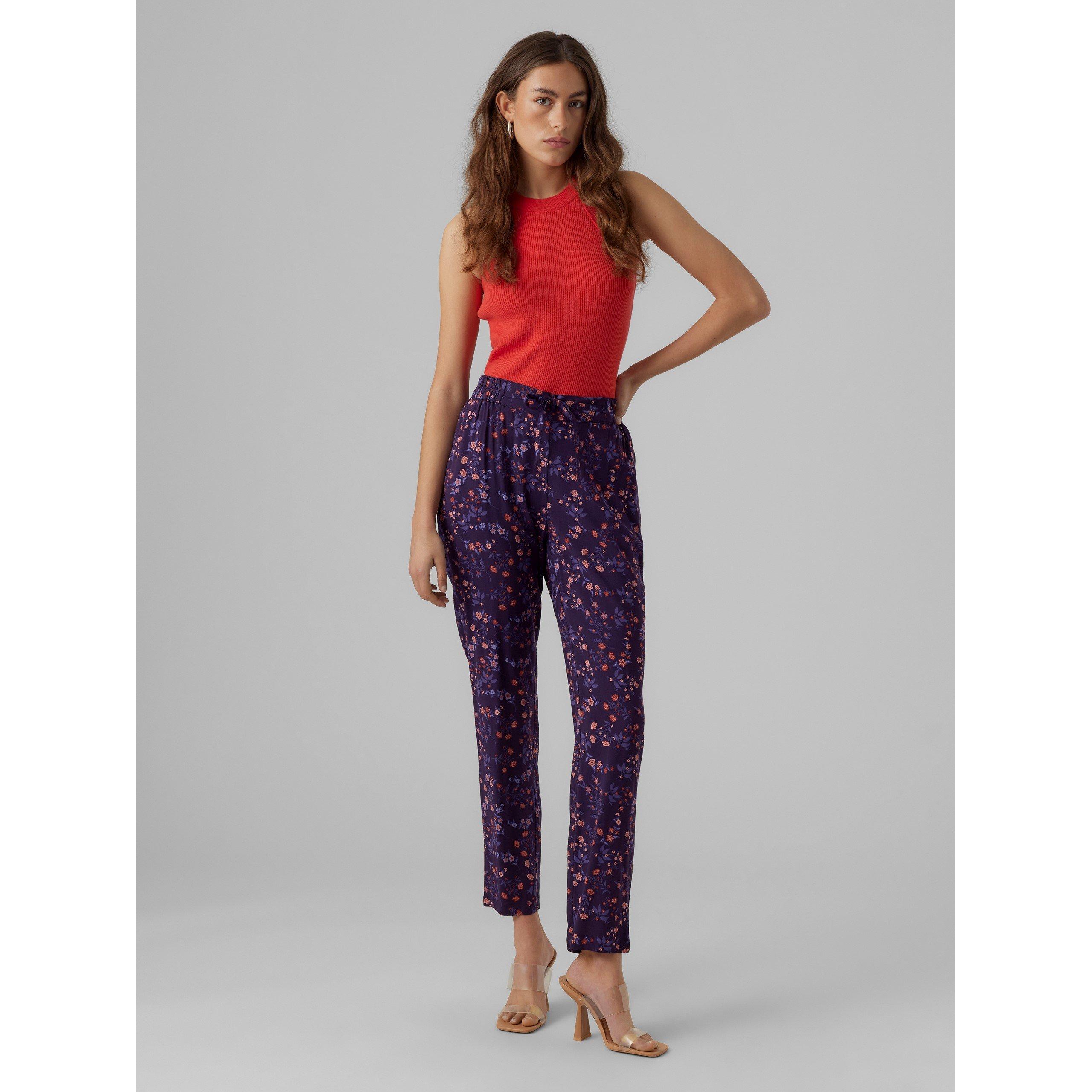 Purple Pennant - Vero Moda - Women's Floral Skinny Trousers - 2