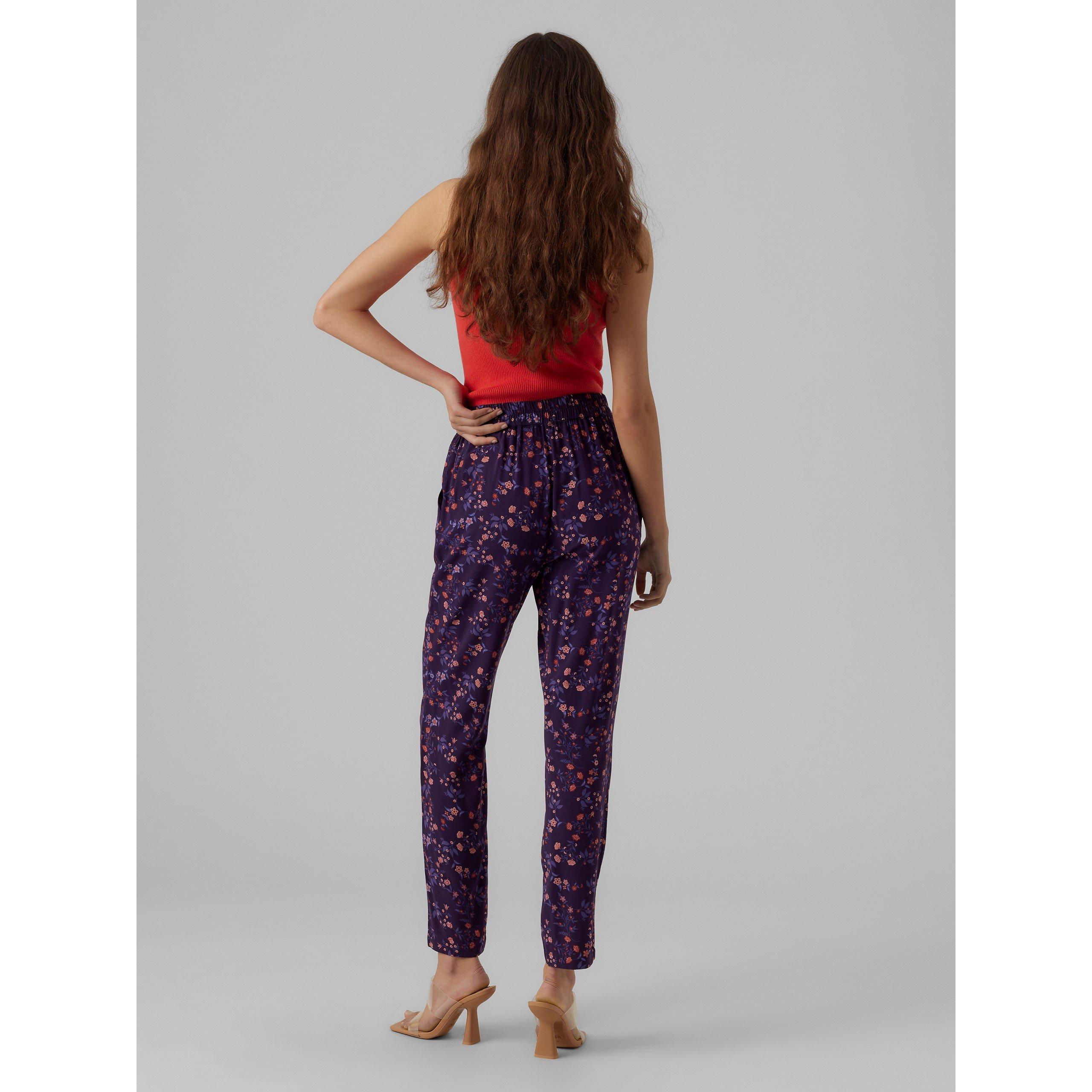 Purple Pennant - Vero Moda - Women's Floral Skinny Trousers - 3