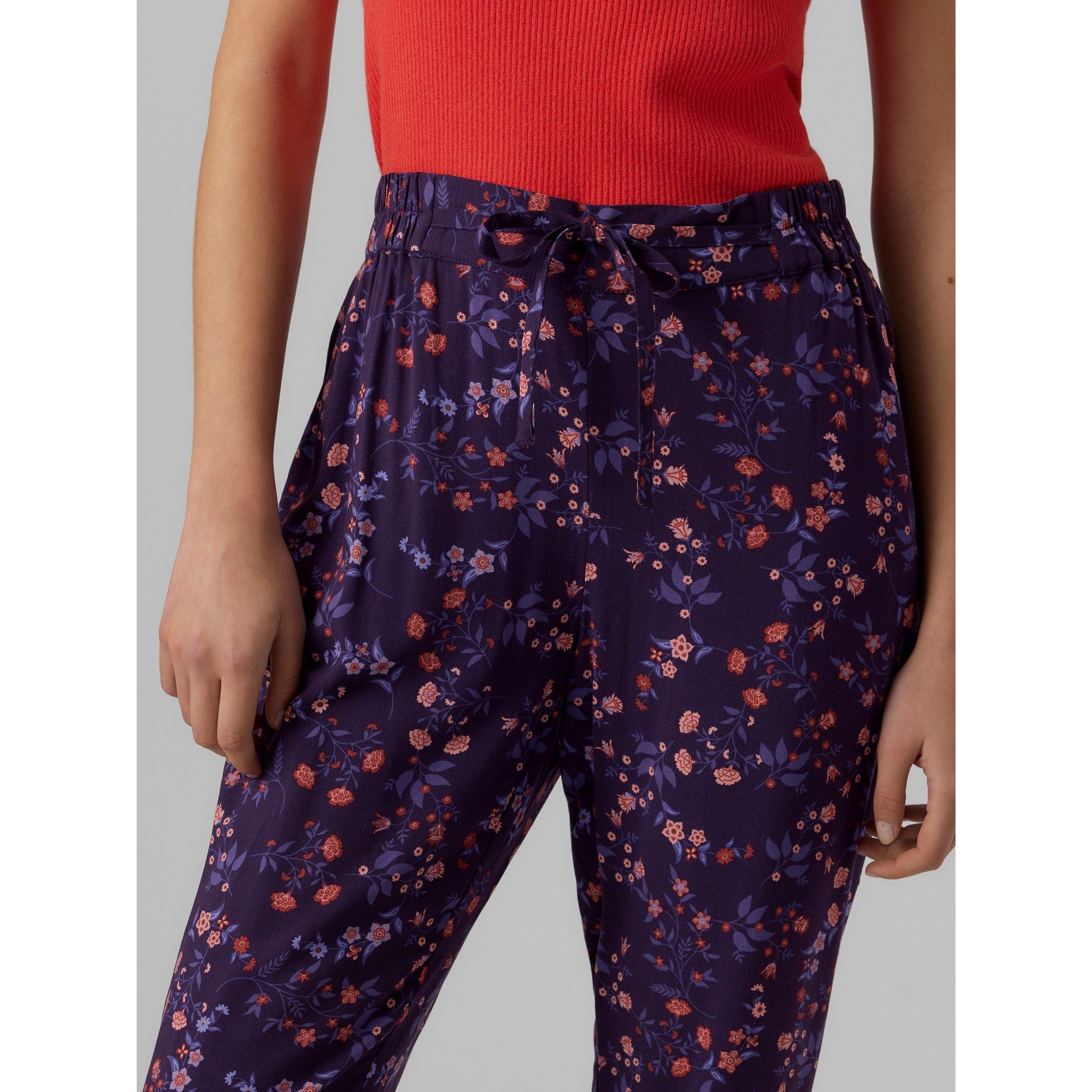 Purple Pennant - Vero Moda - Women's Floral Skinny Trousers - 4