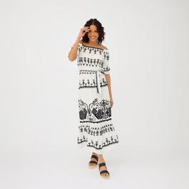 Be You Printed Printed Batik Bardot Maxi Dress