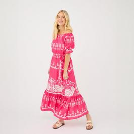 Be You Printed Printed Batik Bardot Maxi Dress