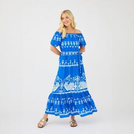 Be You Printed Printed Batik Bardot Maxi Dress