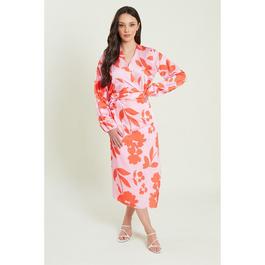 Be You Long Long Sleeve Satin Tie Wrap Midi Dress