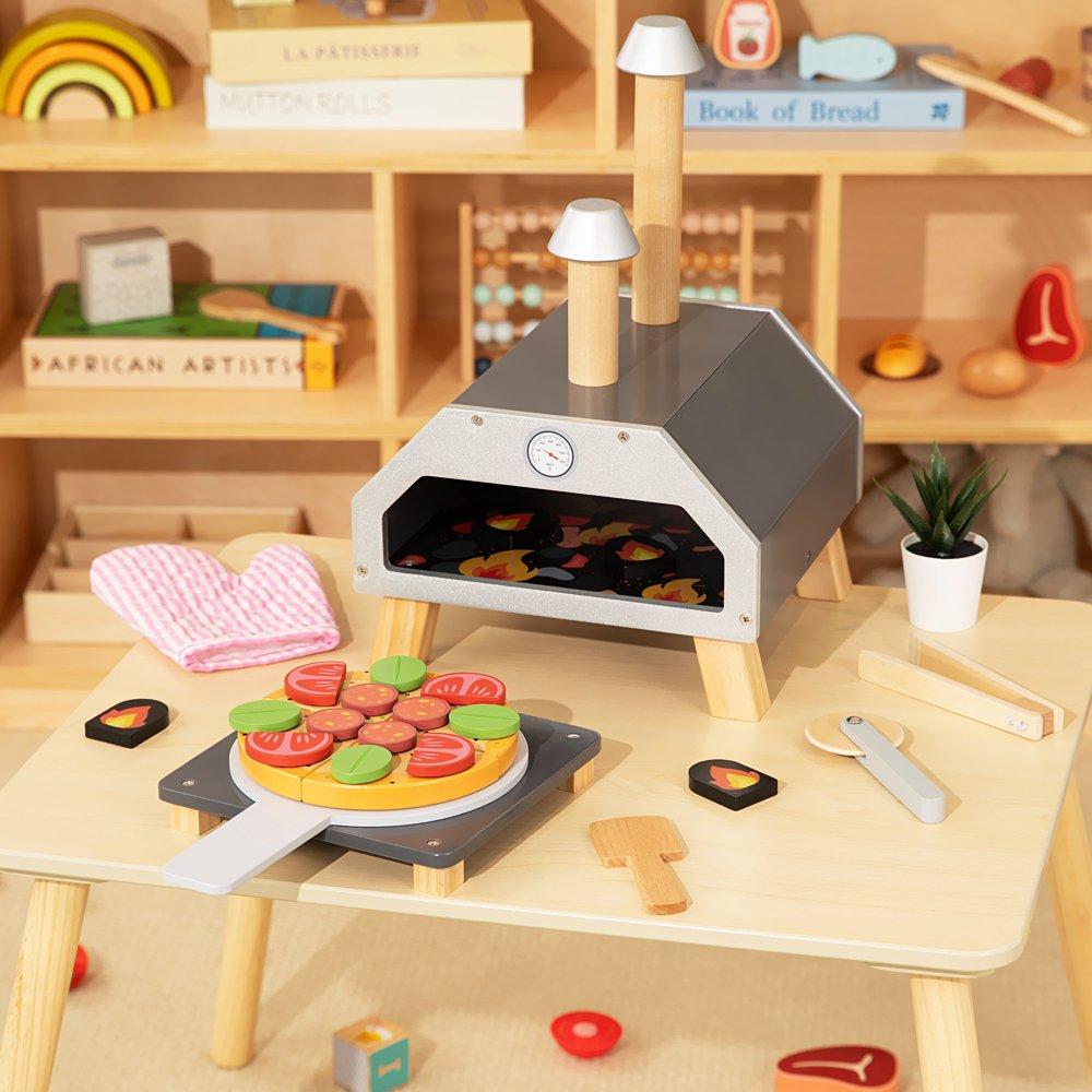 Multi - Tooky Toy - Wooden Pizza Oven Playset - 2