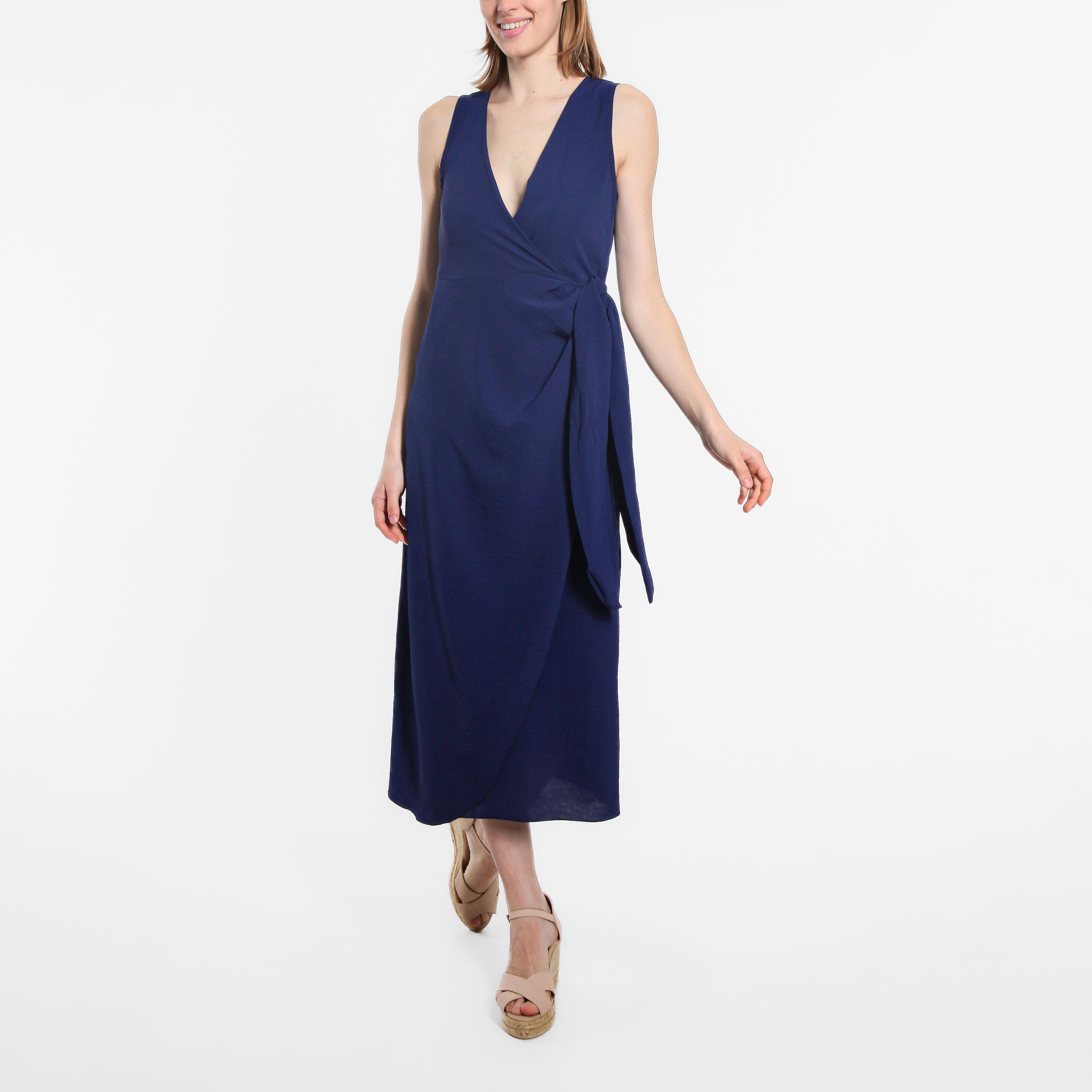 Marineblauw - Be You - Women's Sleeveless Wrap Maxi Dress - 2