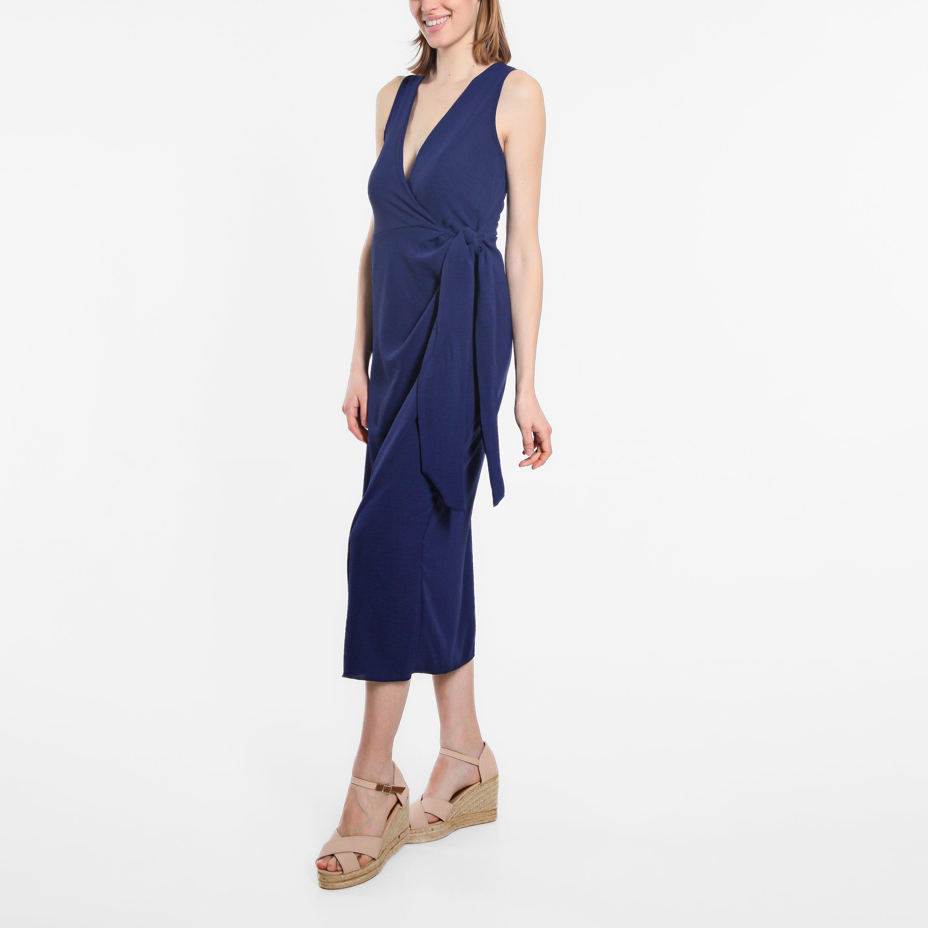 Marineblauw - Be You - Women's Sleeveless Wrap Maxi Dress - 3