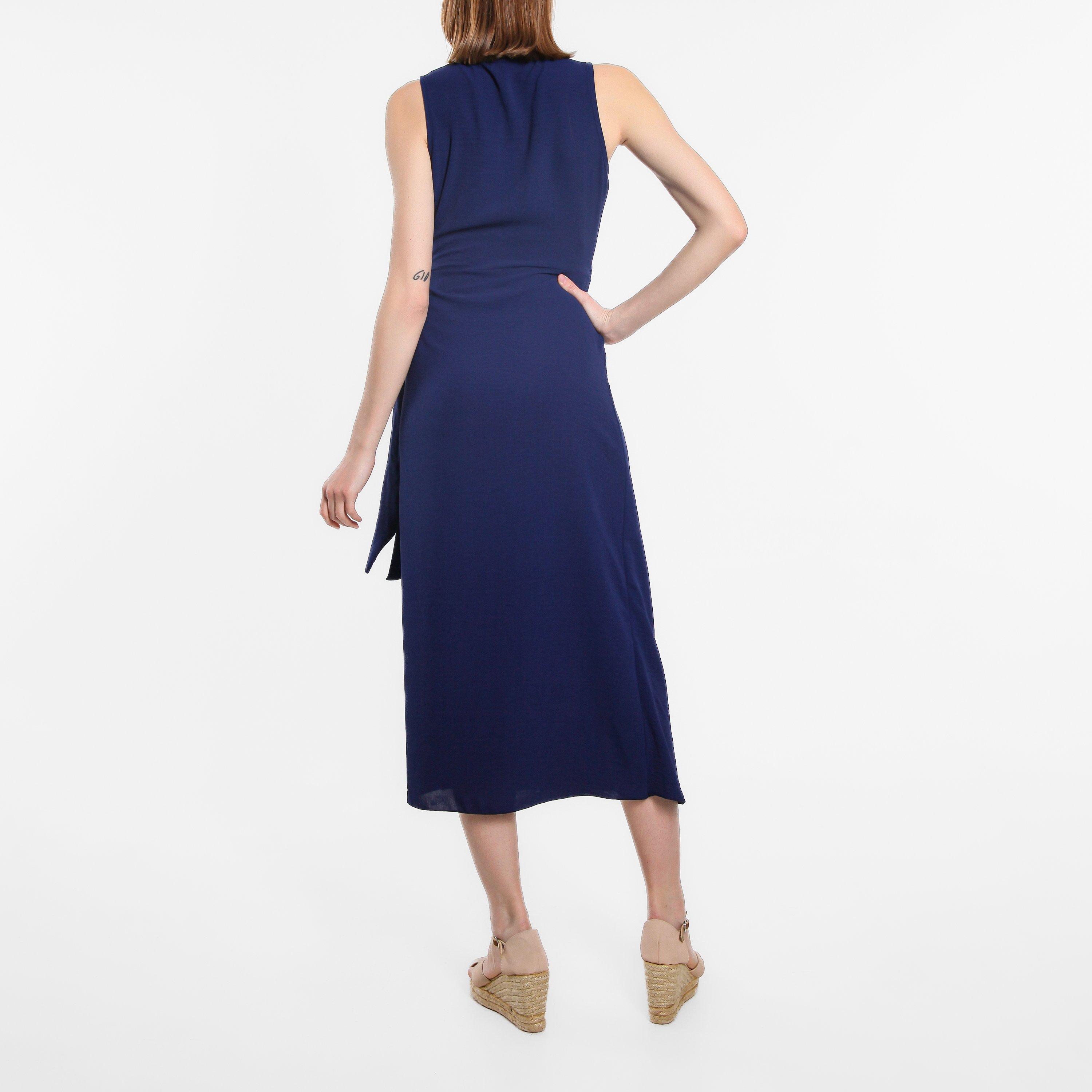 Marineblauw - Be You - Women's Sleeveless Wrap Maxi Dress - 4